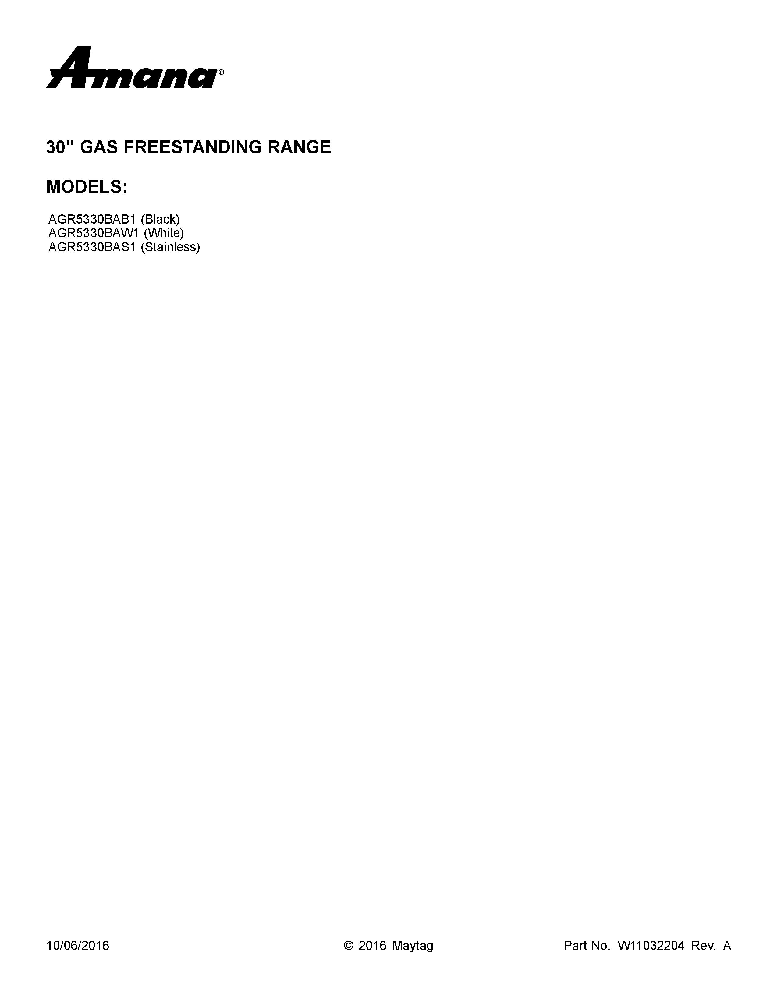 Amana AGR5330BAB1 cover sheet diagram