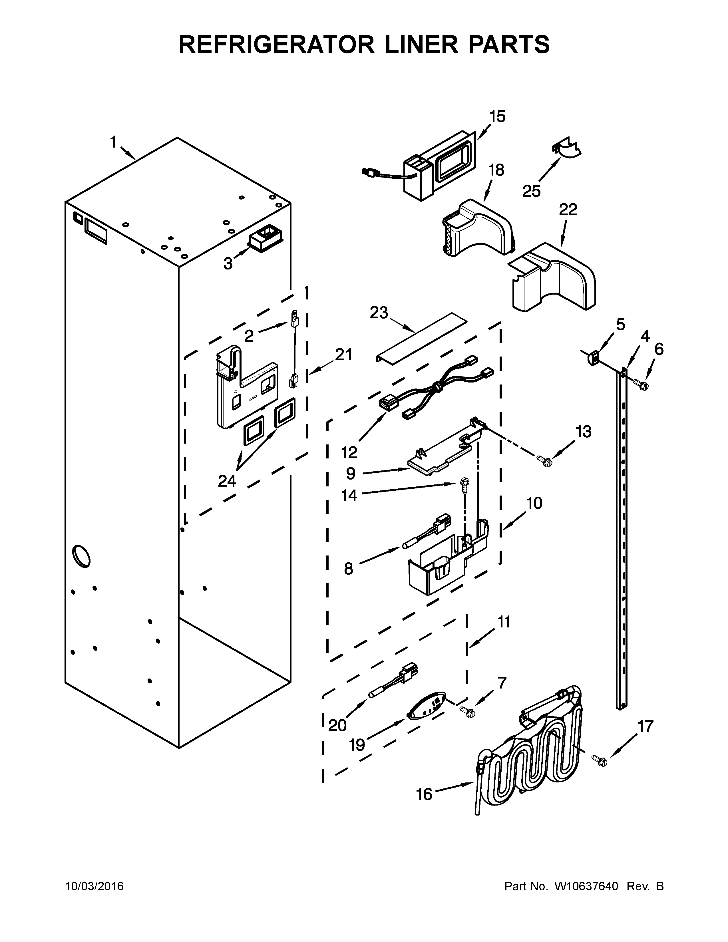 KitchenAid KSSC48QVS06 refrigerator liner parts diagram