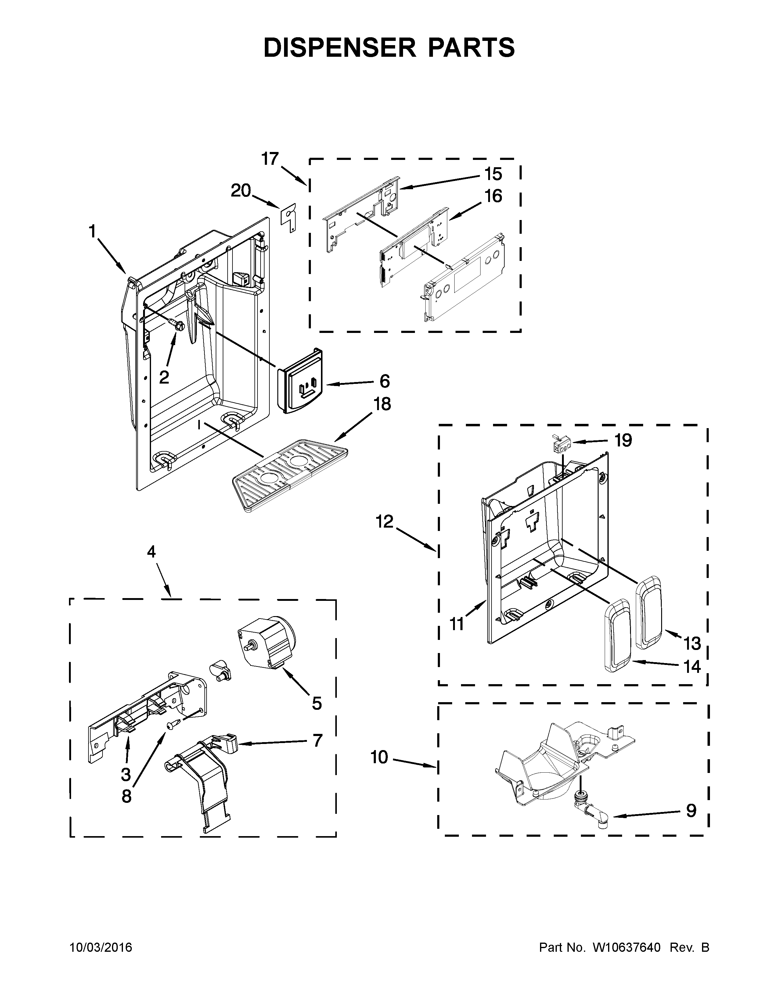 KitchenAid KSSC48QVS06 dispenser parts diagram