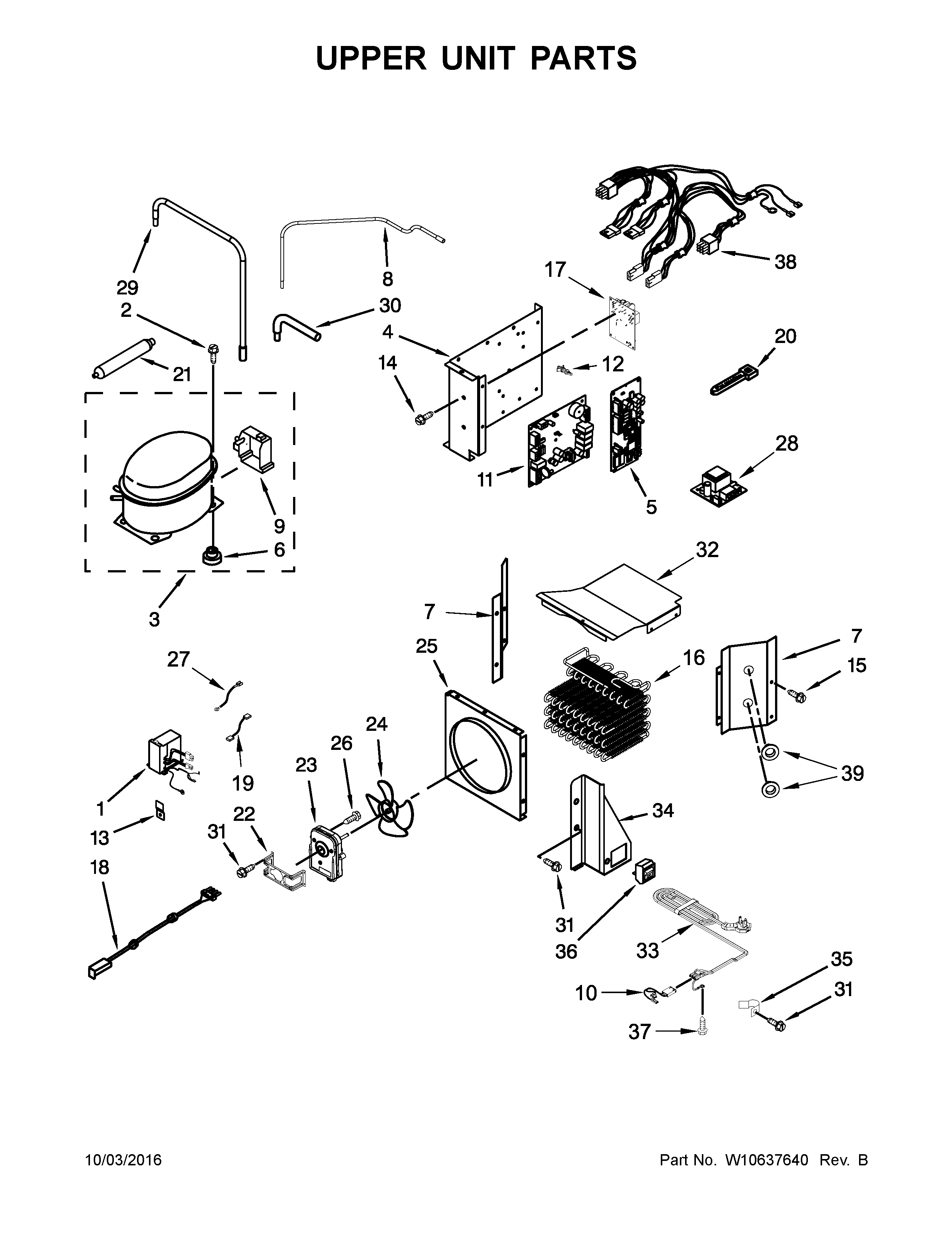 KitchenAid KSSC48QVS06 upper unit parts diagram