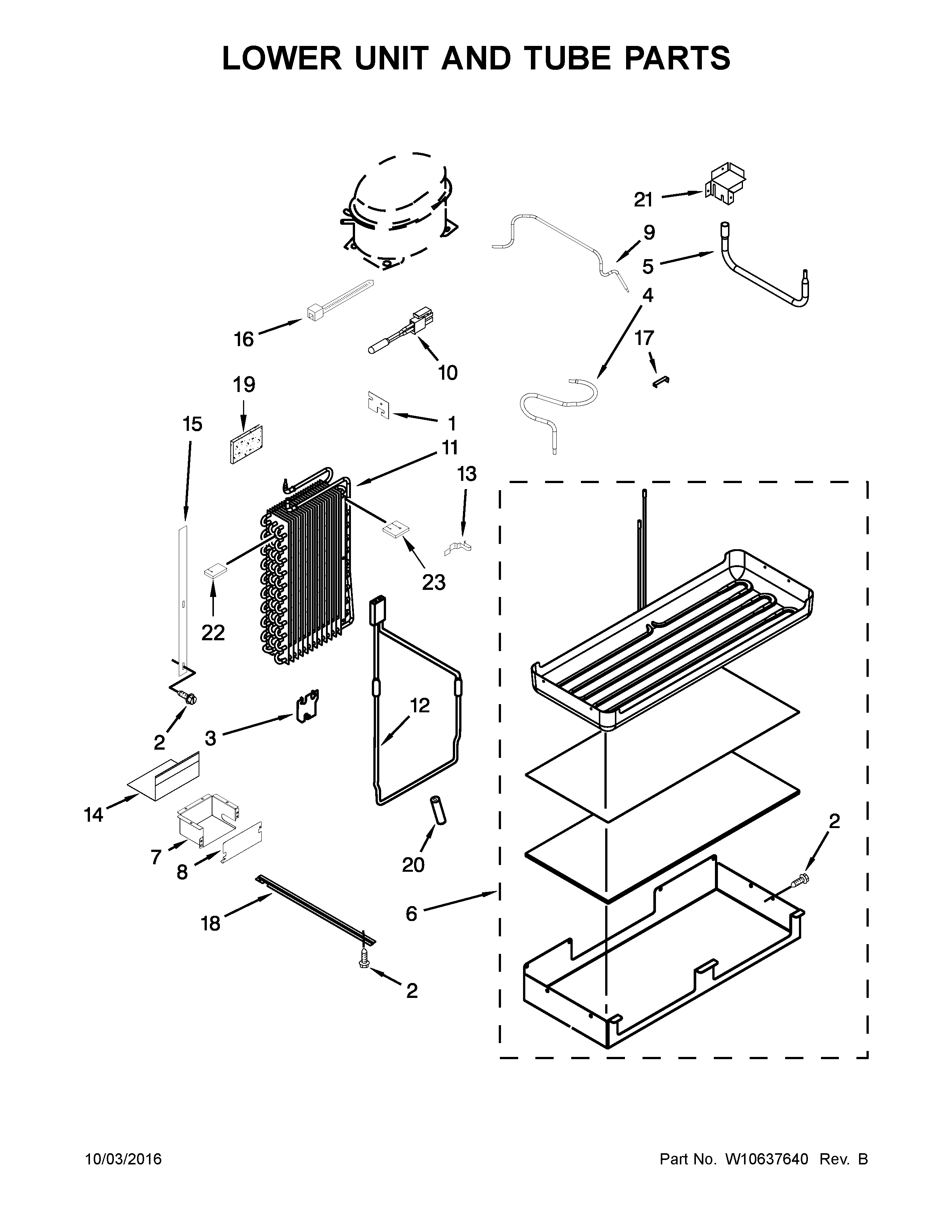 KitchenAid KSSC48QVS06 lower unit and tube parts diagram