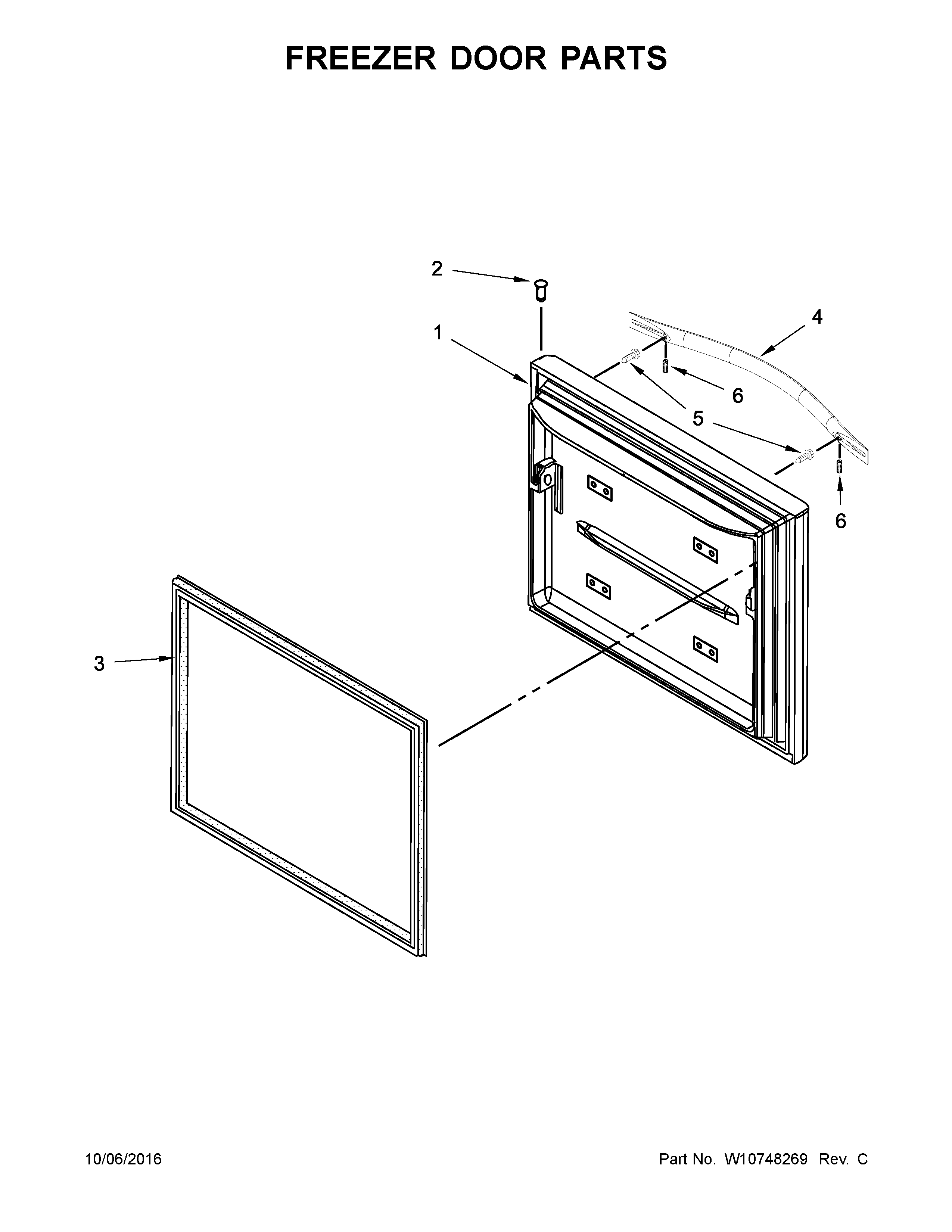 Whirlpool WRF560SEYW04 freezer door parts diagram