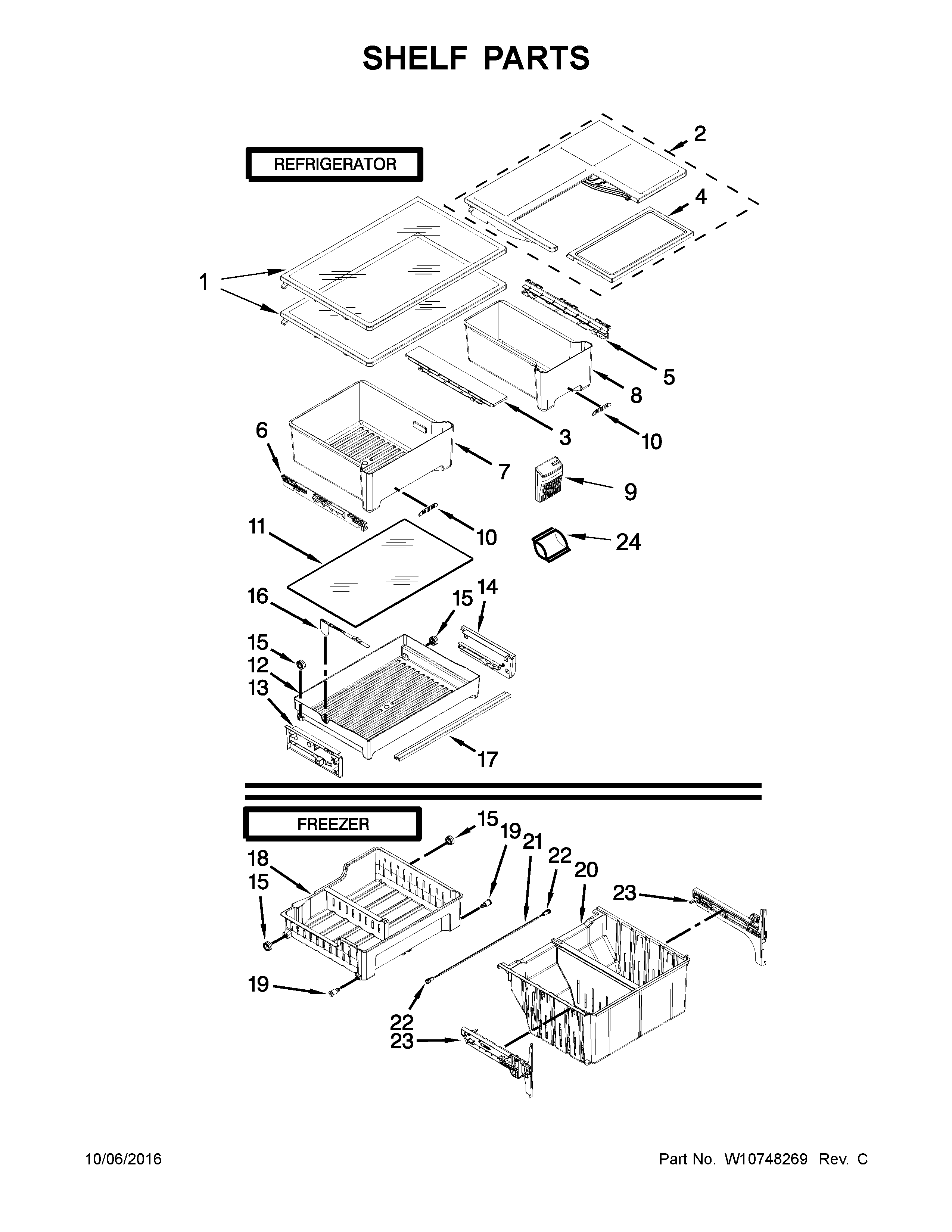 Whirlpool WRF560SEYW04 shelf parts diagram