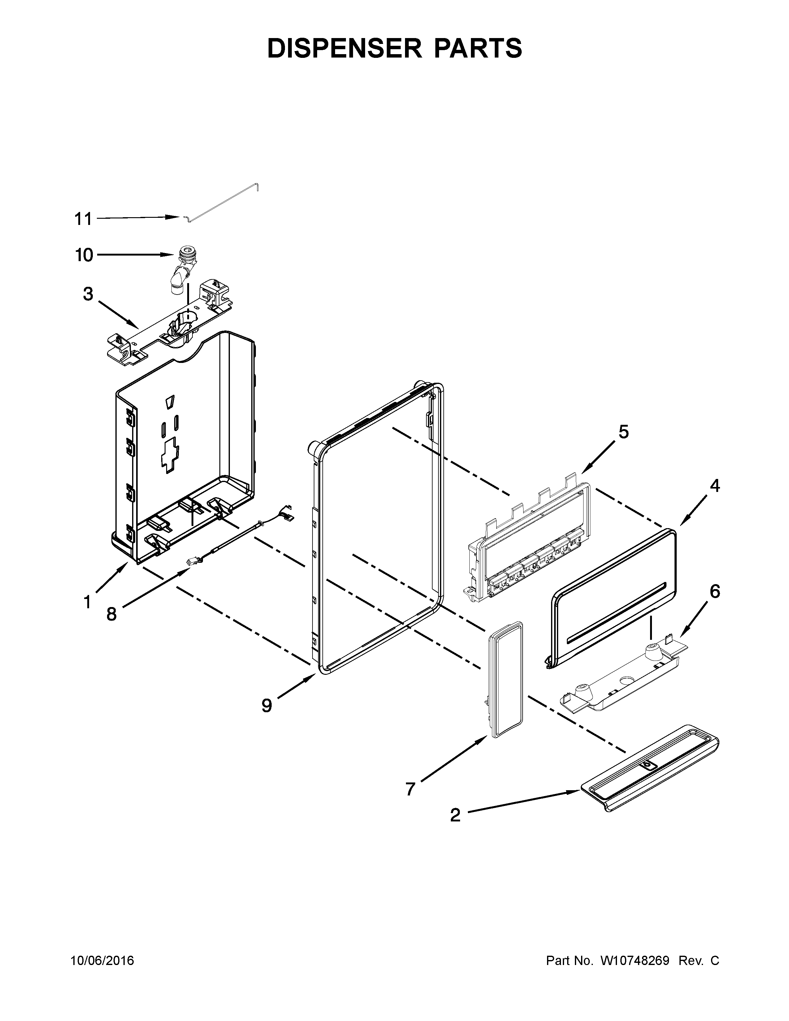 Whirlpool WRF560SEYW04 dispenser parts diagram