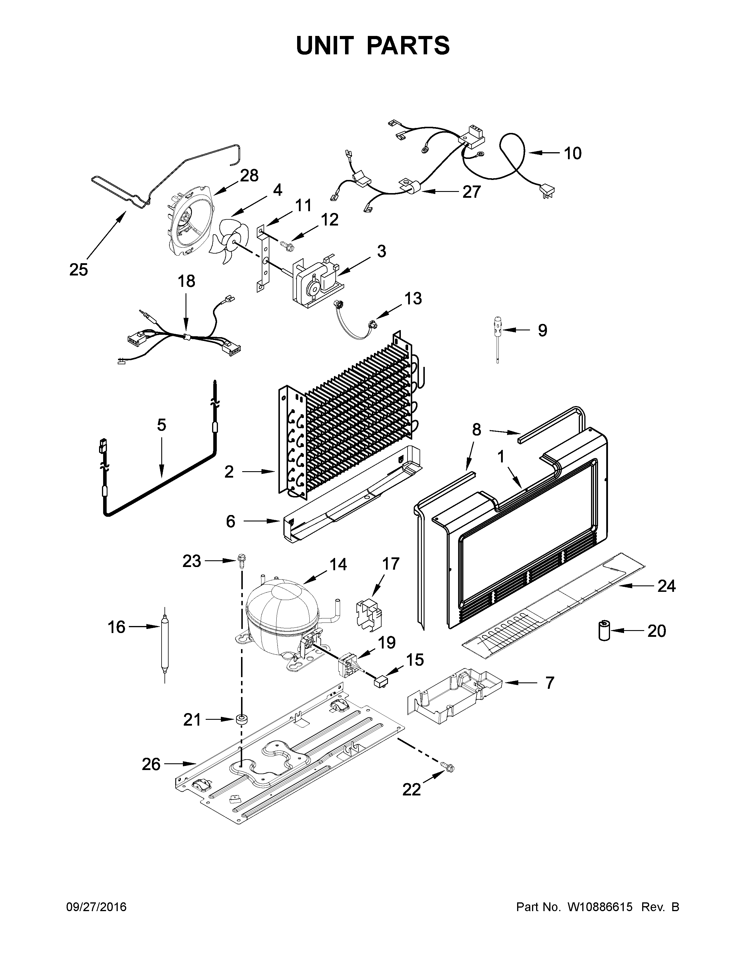 Whirlpool WZF57R16FW00 unit parts diagram