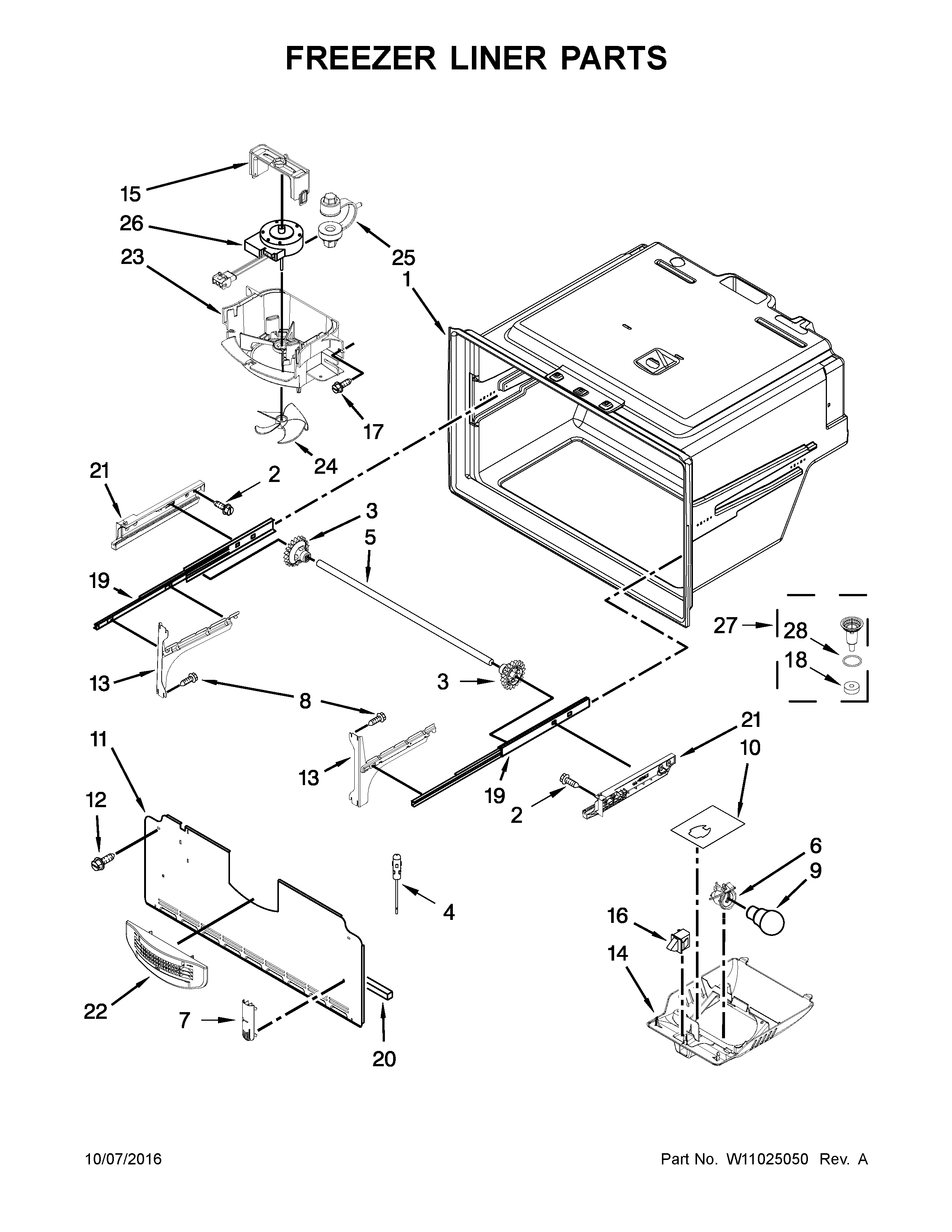 Maytag MFI2269FRZ02 freezer liner parts diagram