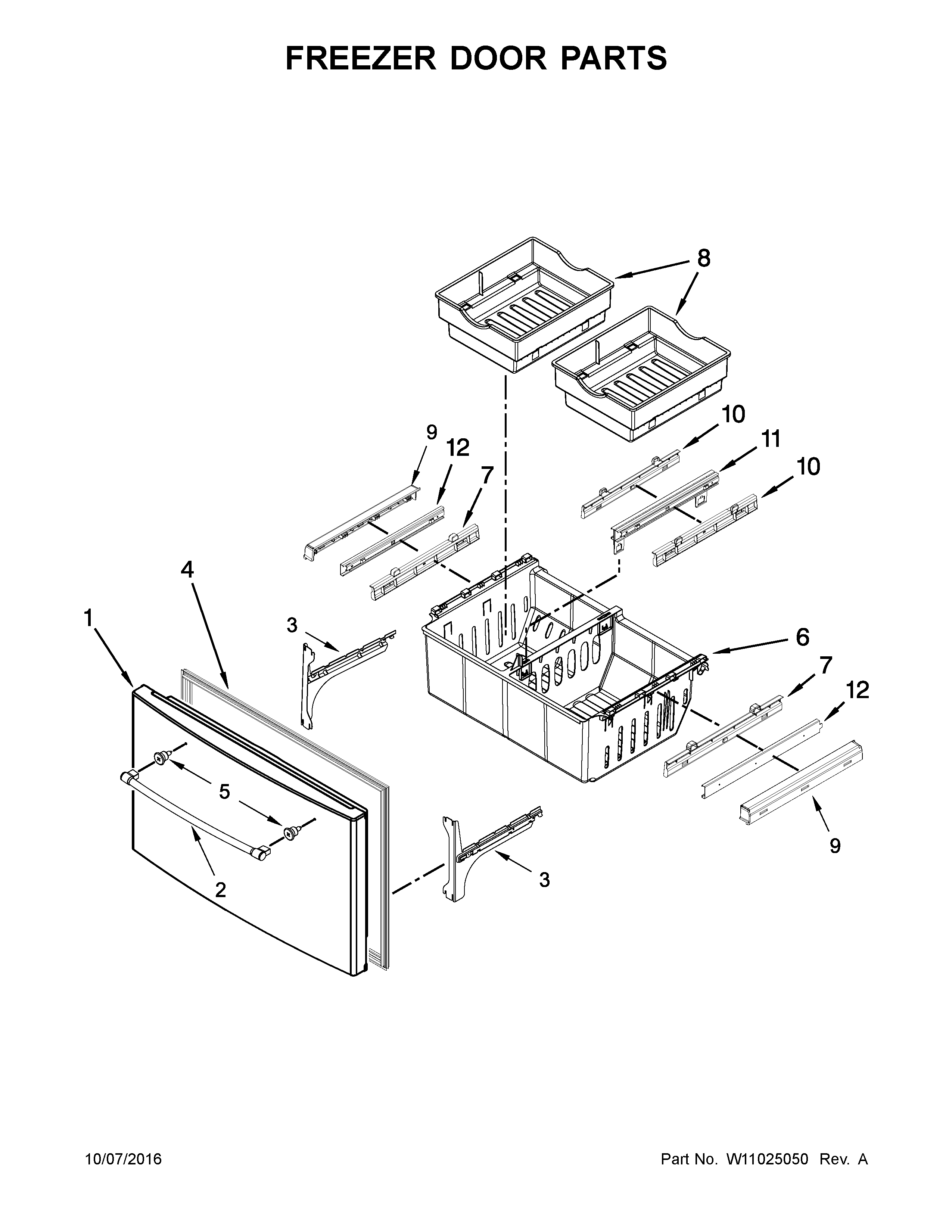Maytag MFI2269FRZ02 freezer door parts diagram