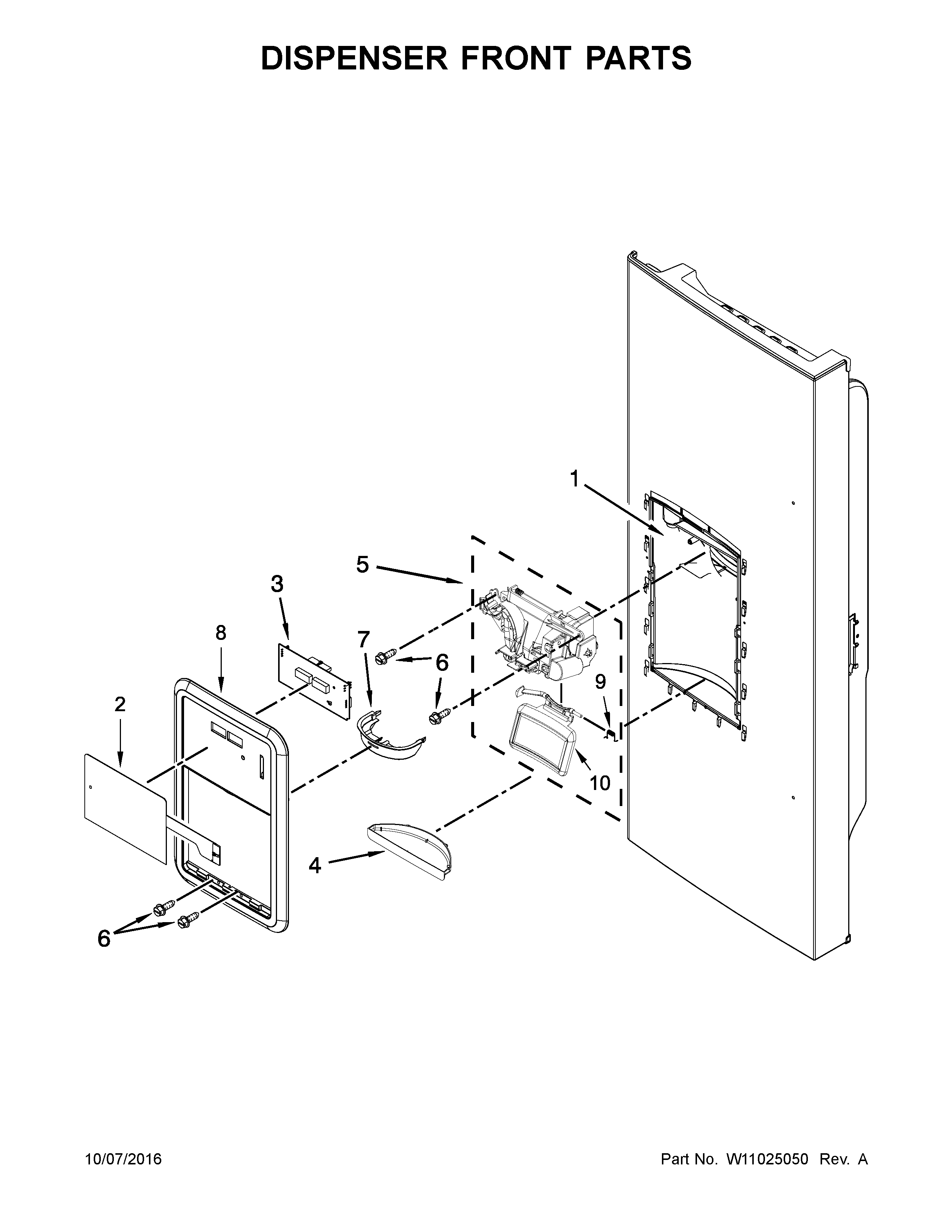 Maytag MFI2269FRZ02 dispenser front parts diagram