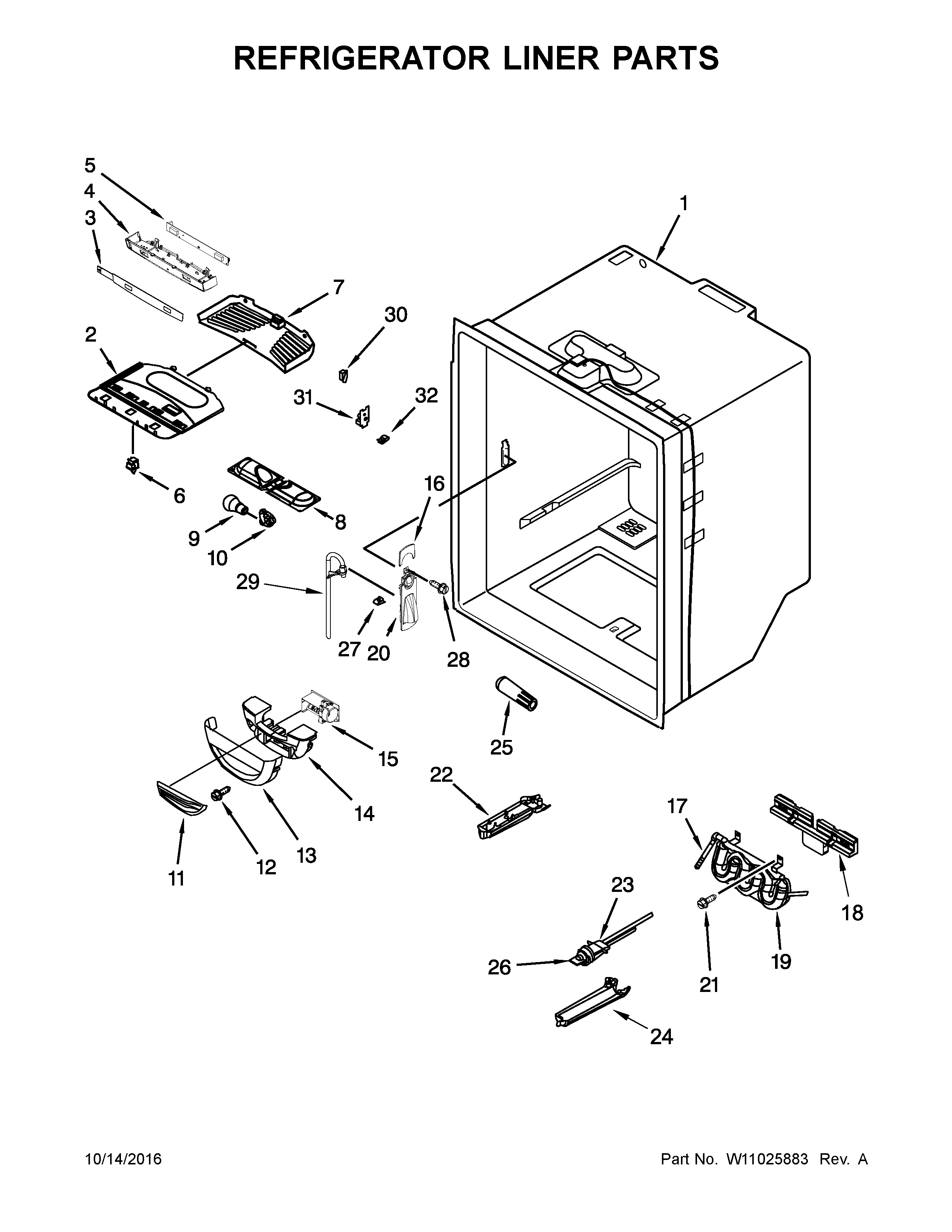 Maytag MFC2062FEZ01 refrigerator liner parts diagram