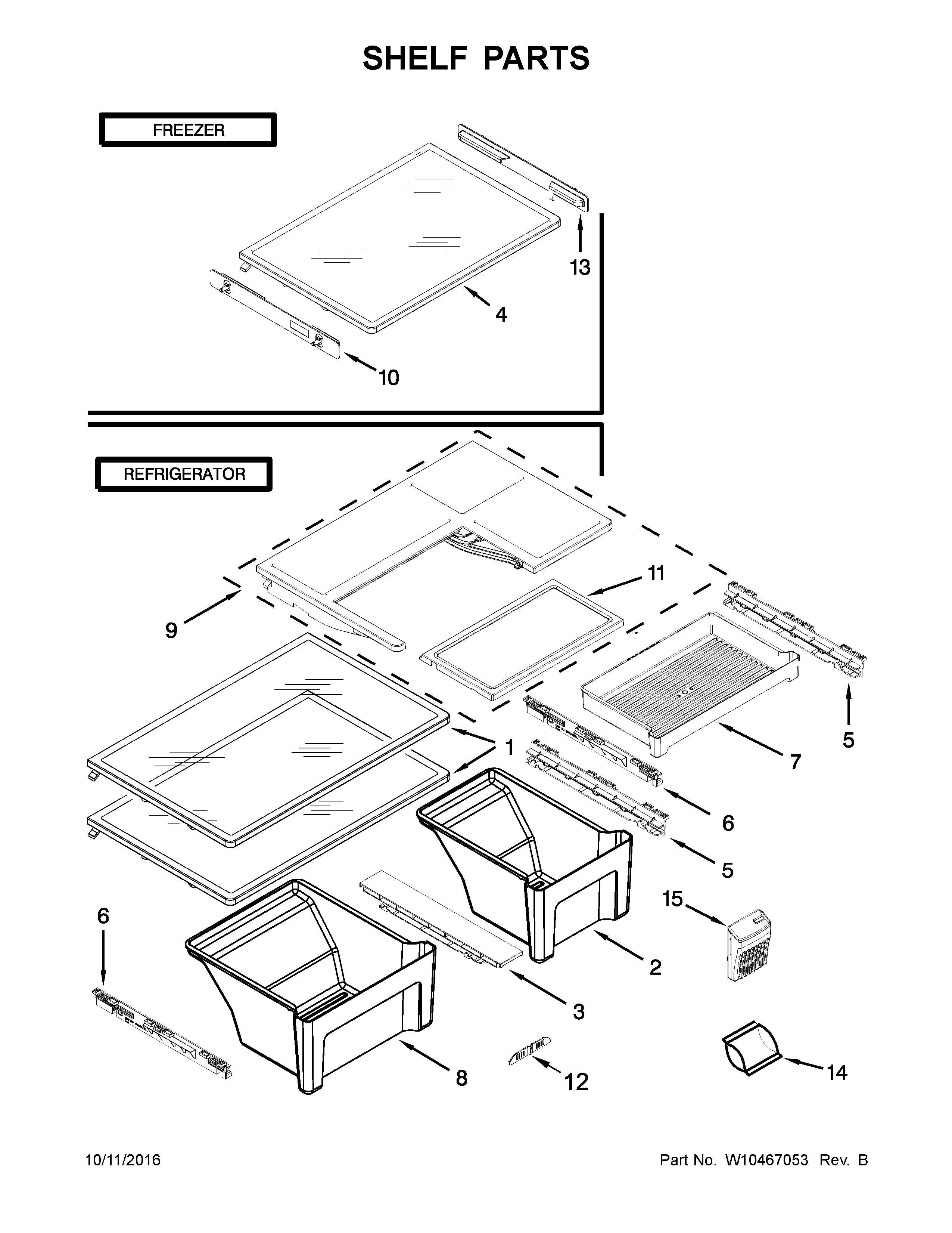 Whirlpool WRT771RWYW01 shelf parts diagram