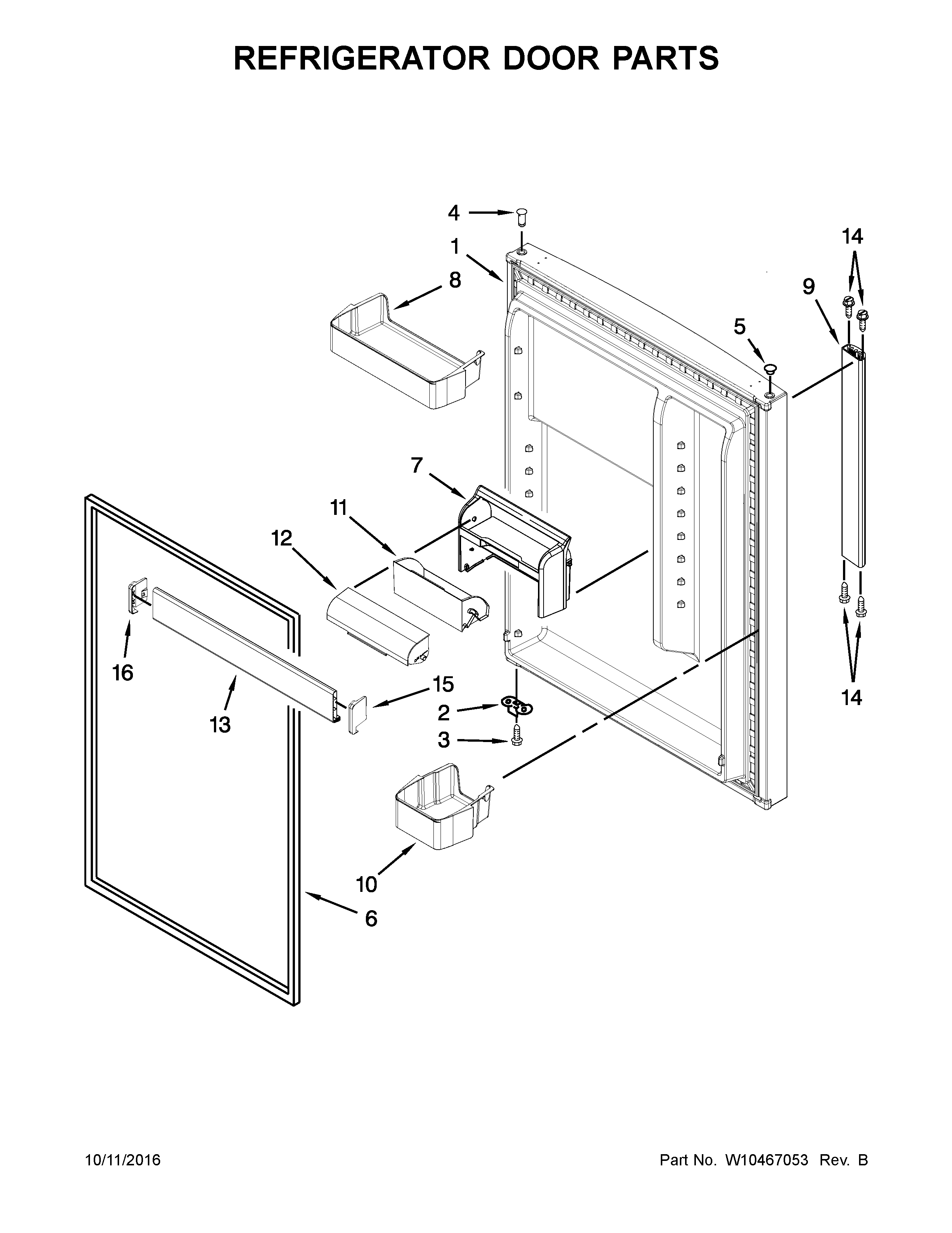Whirlpool WRT771RWYW01 refrigerator door parts diagram