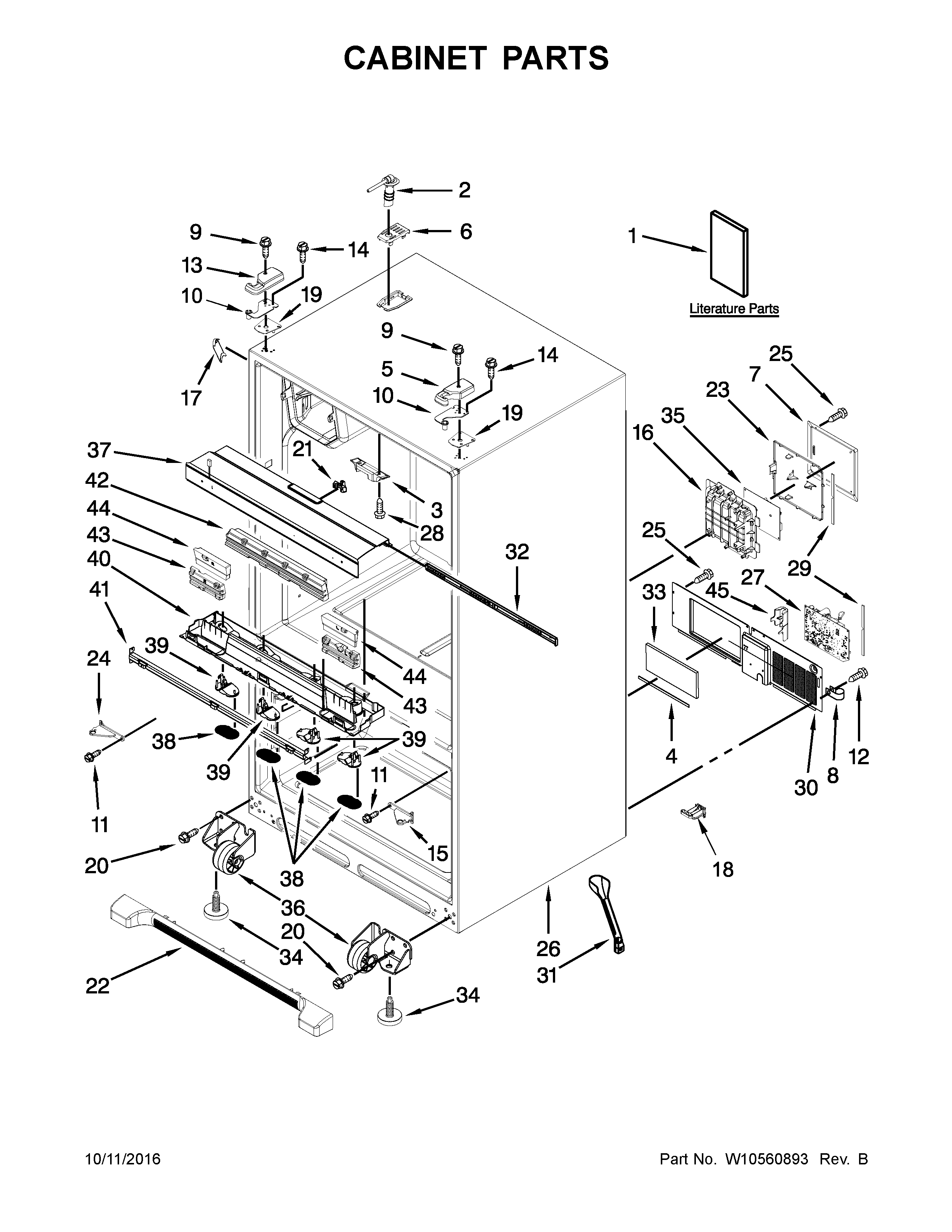 KitchenAid KFXS25RYMS5 cabinet parts diagram