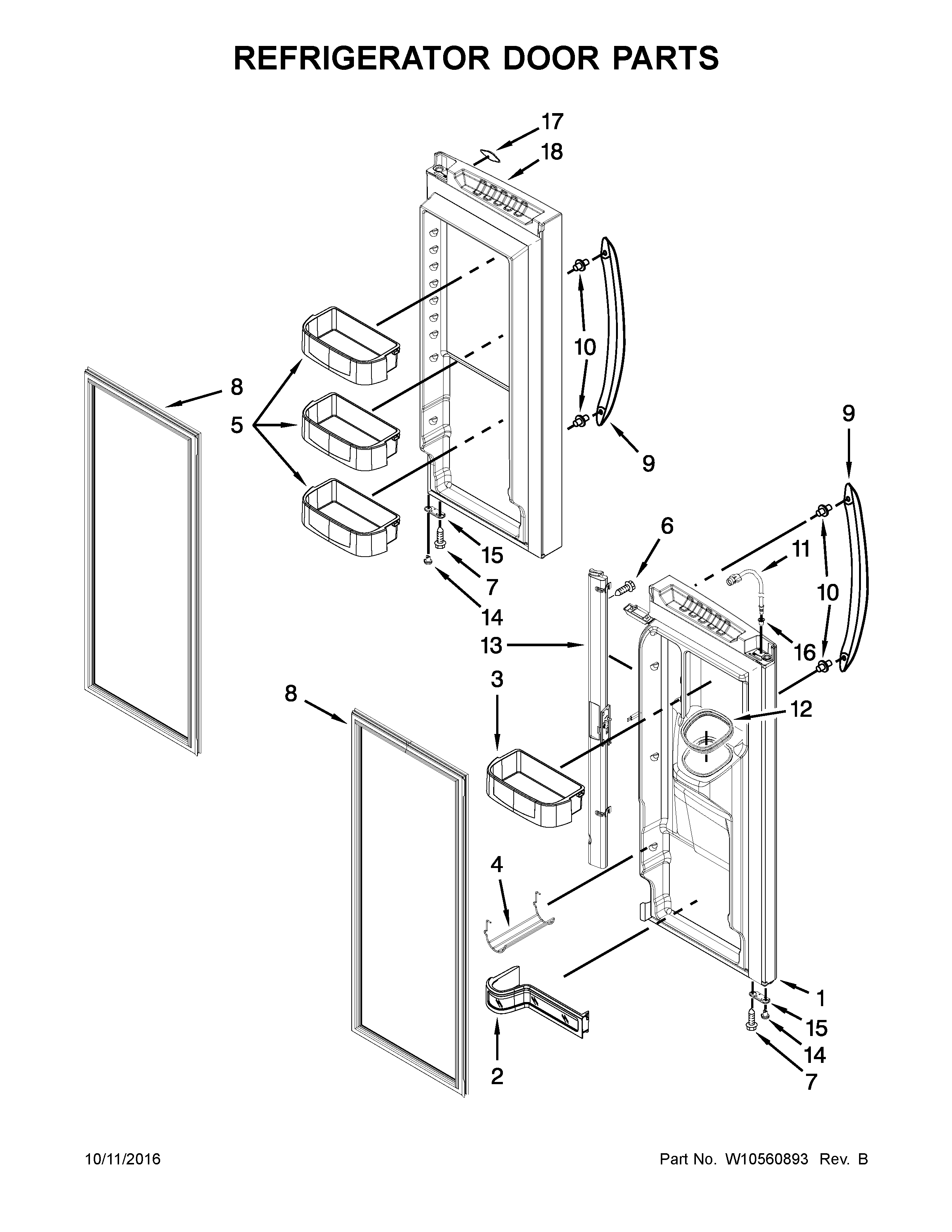 KitchenAid KFXS25RYMS5 refrigerator door parts diagram