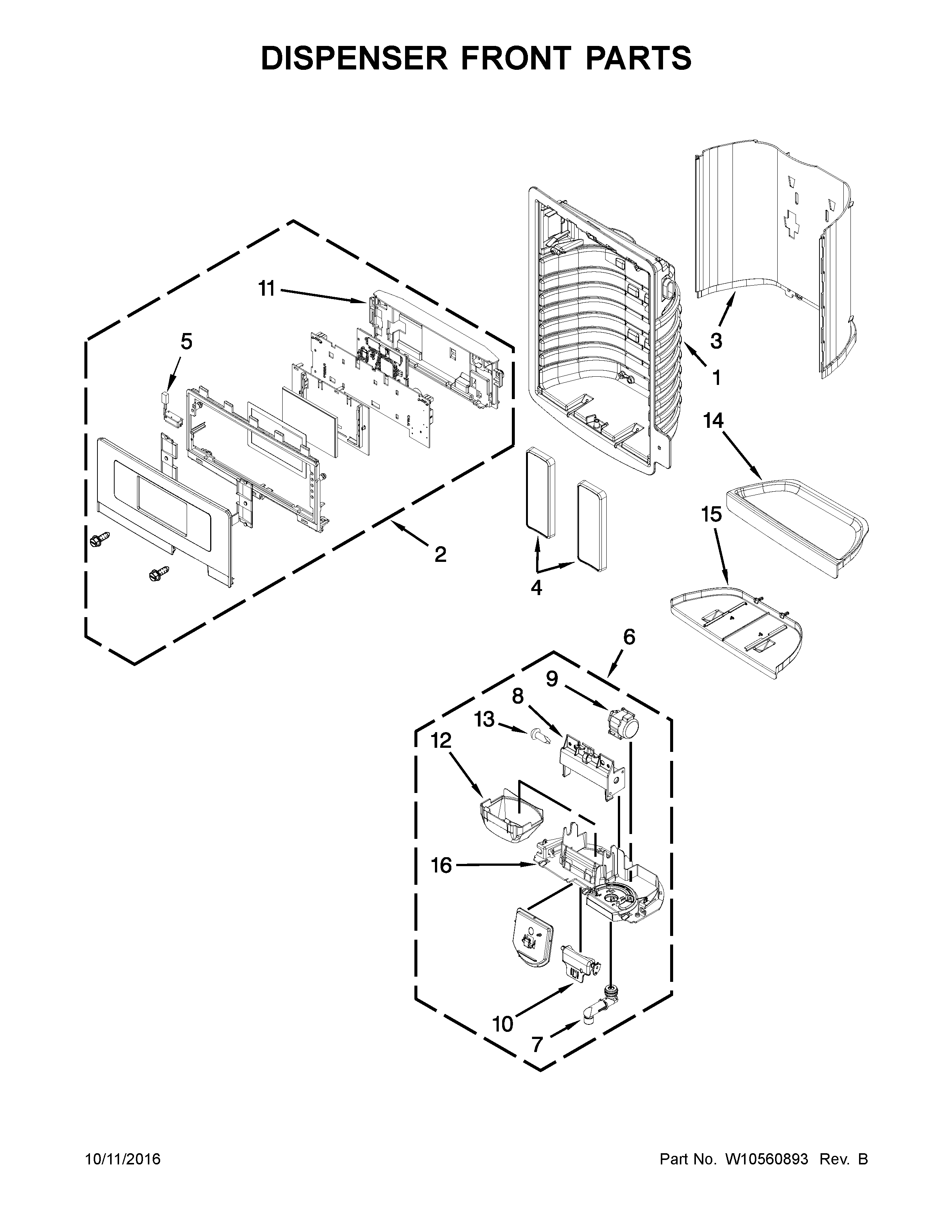 KitchenAid KFXS25RYMS5 dispenser front parts diagram