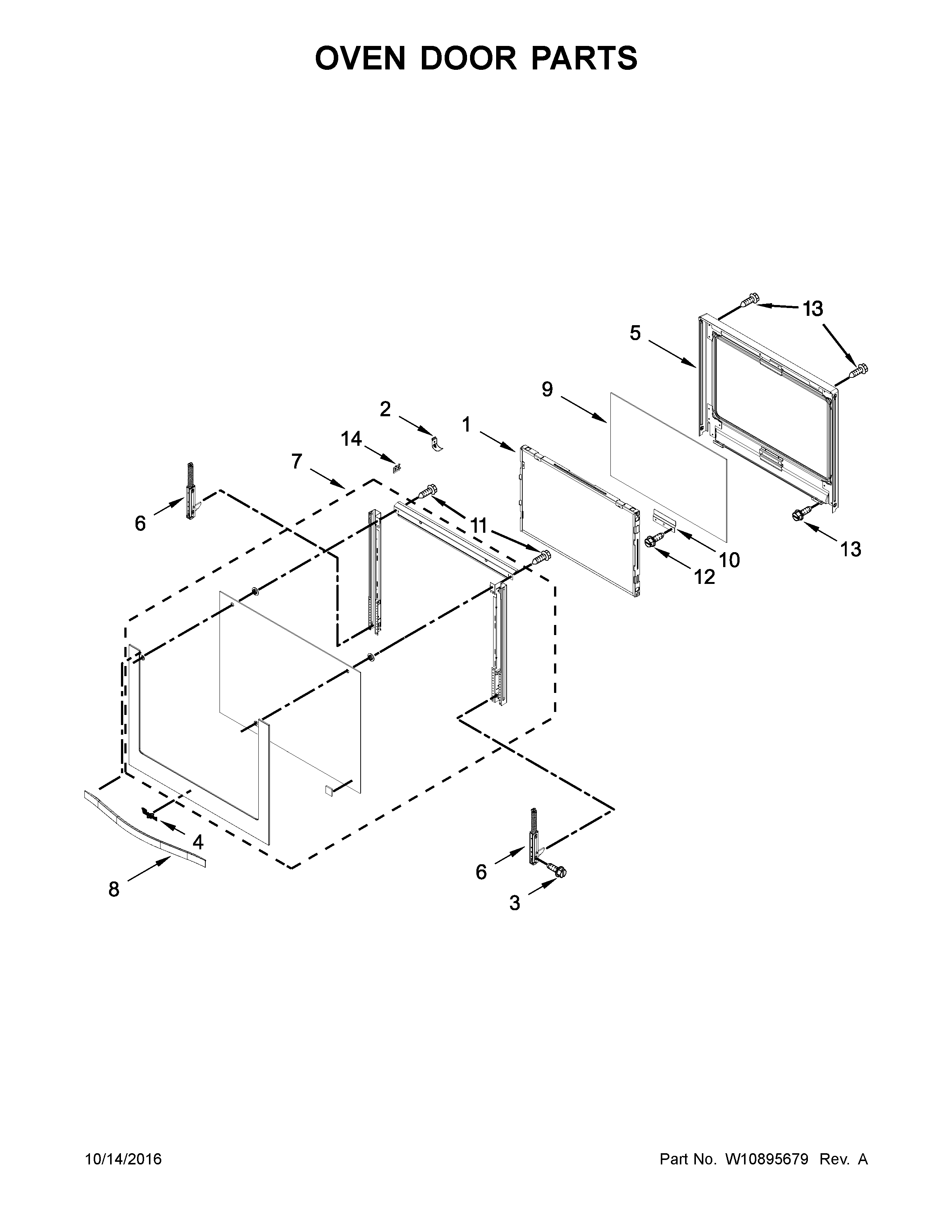 Whirlpool WOC95EC0AH04 oven door parts diagram