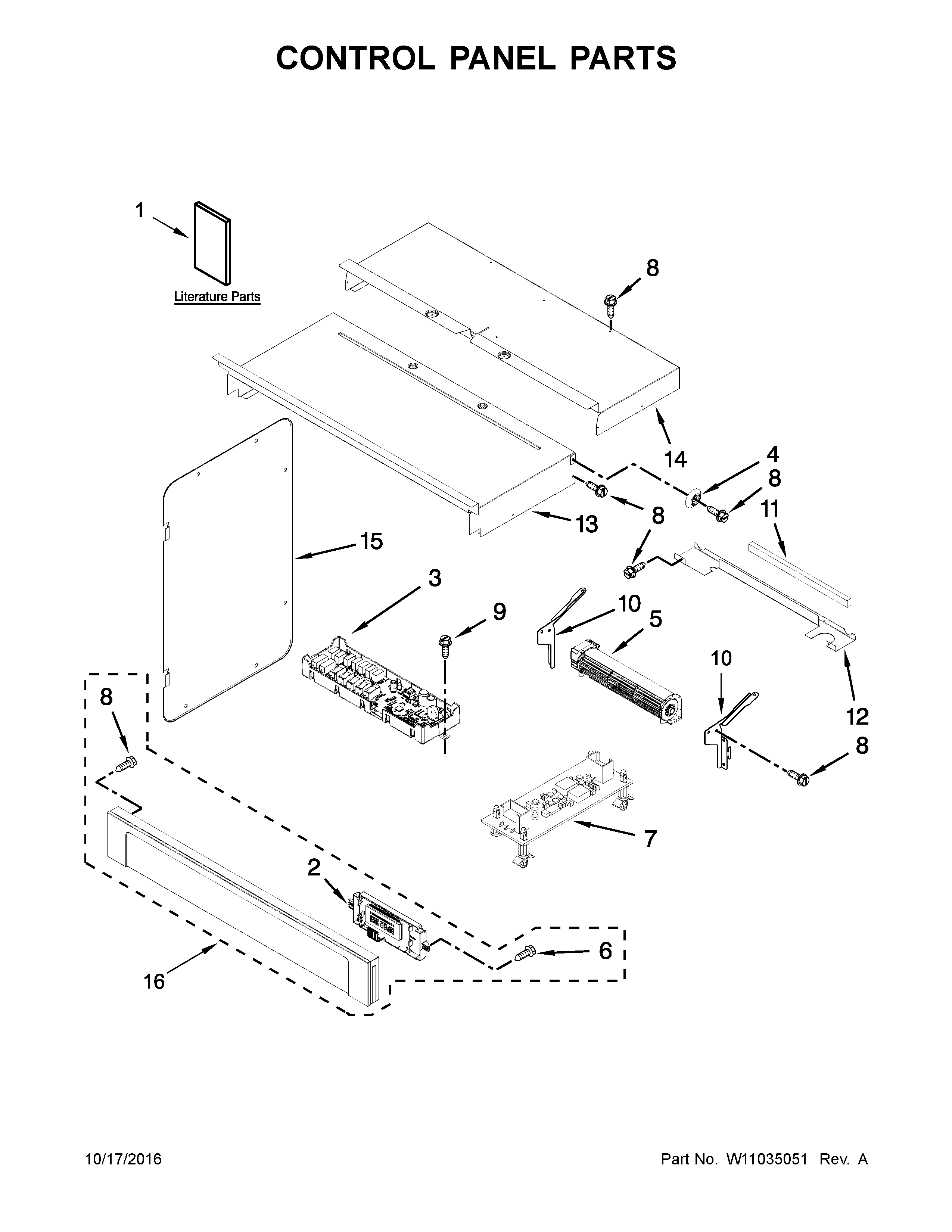 Whirlpool WOC54EC0AS04 control panel parts diagram
