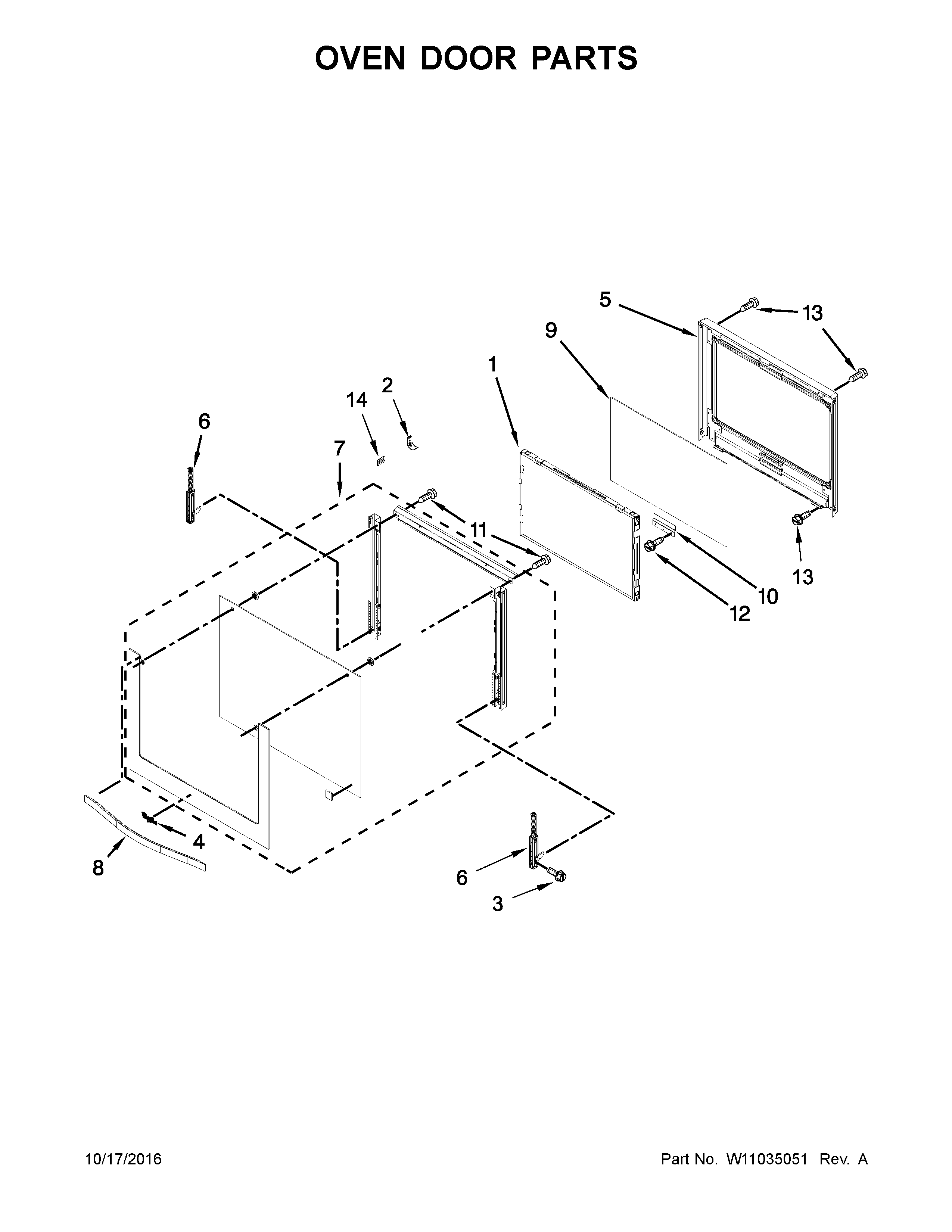 Whirlpool WOC54EC0AS04 oven door parts diagram