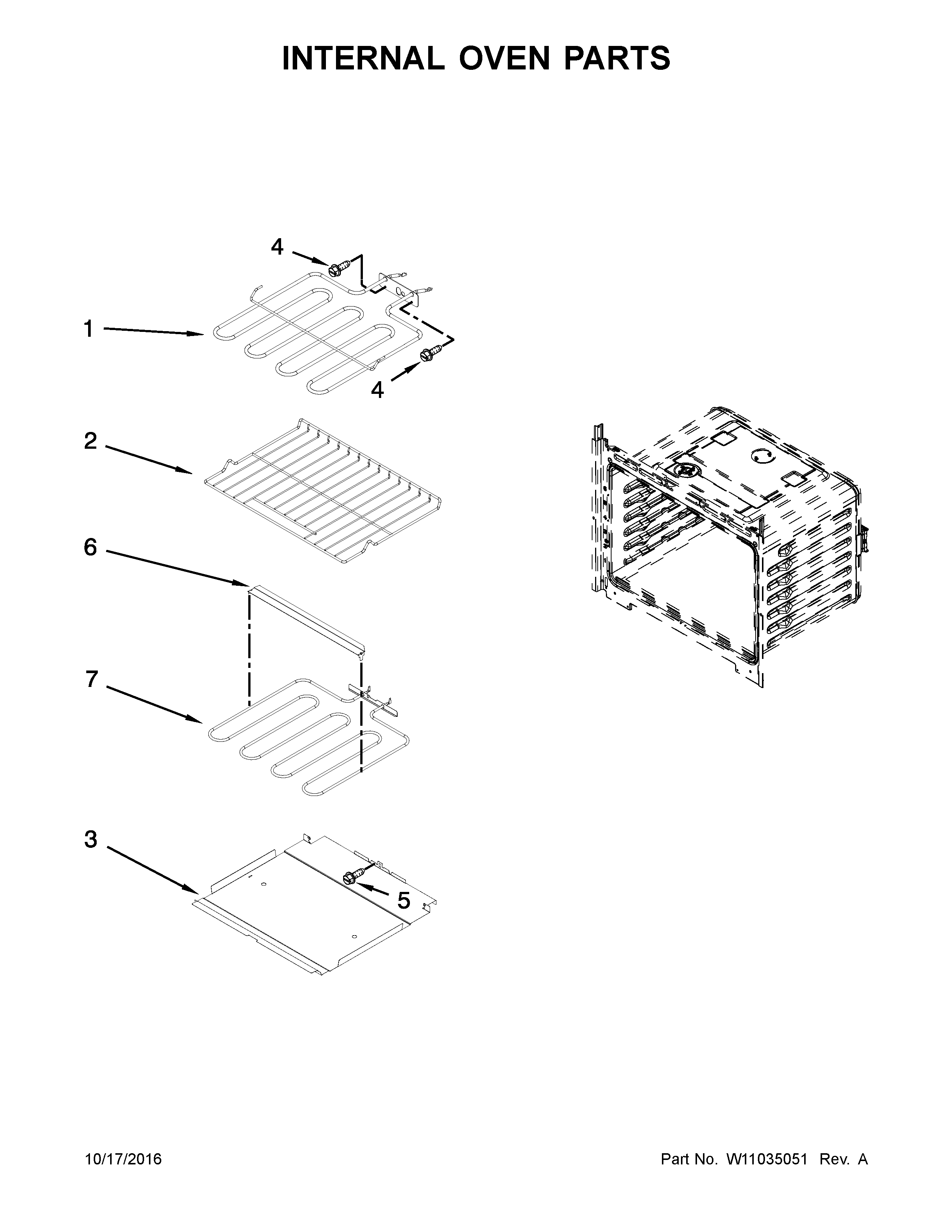Whirlpool WOC54EC0AS04 internal oven parts diagram