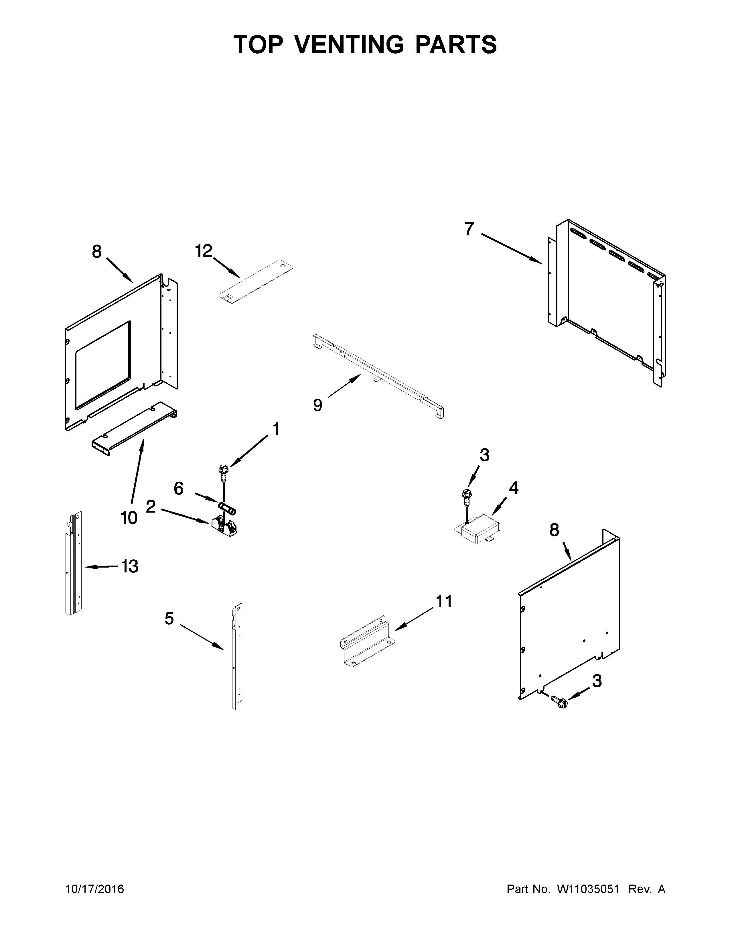 Whirlpool WOC54EC0AS04 top venting parts diagram