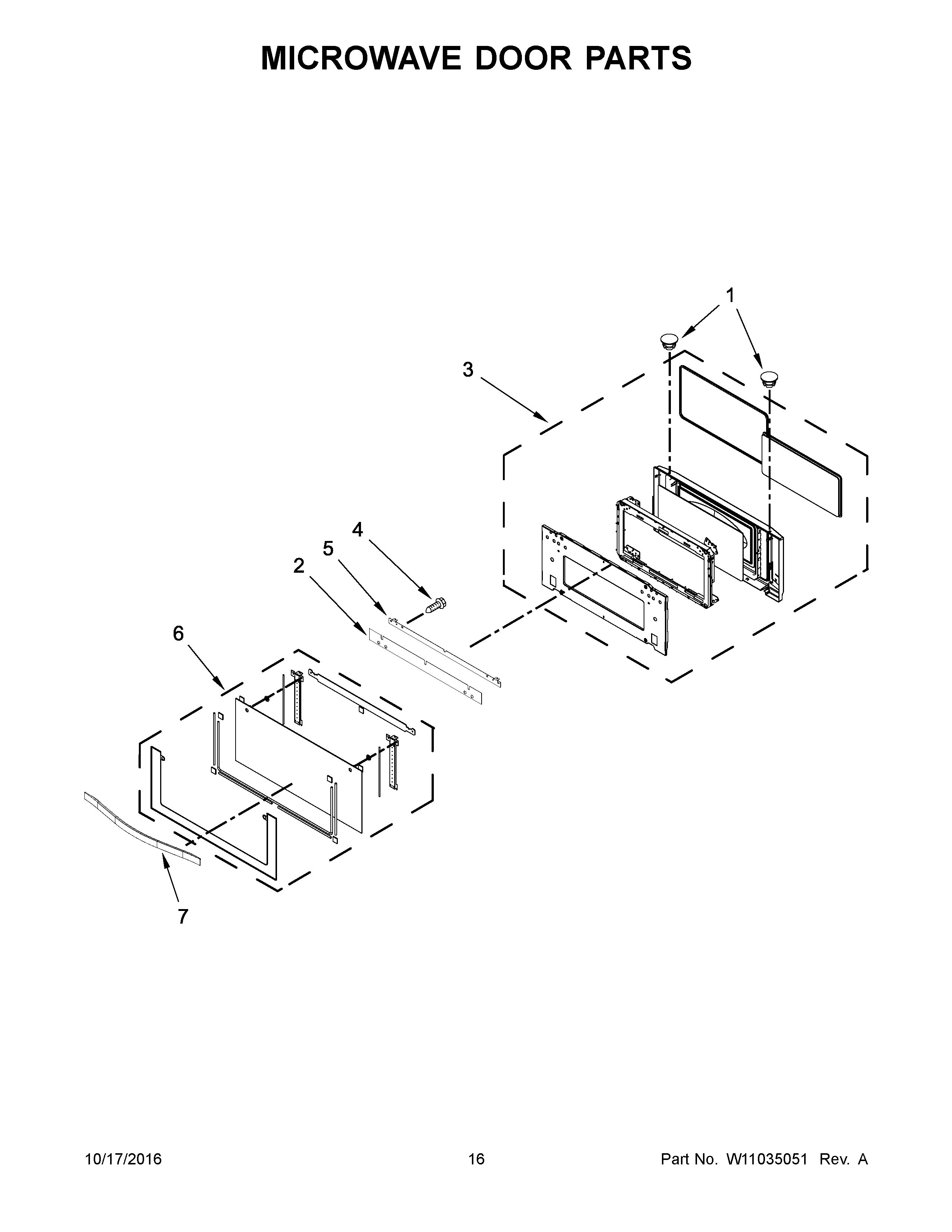 Whirlpool WOC54EC0AS04 microwave door parts diagram