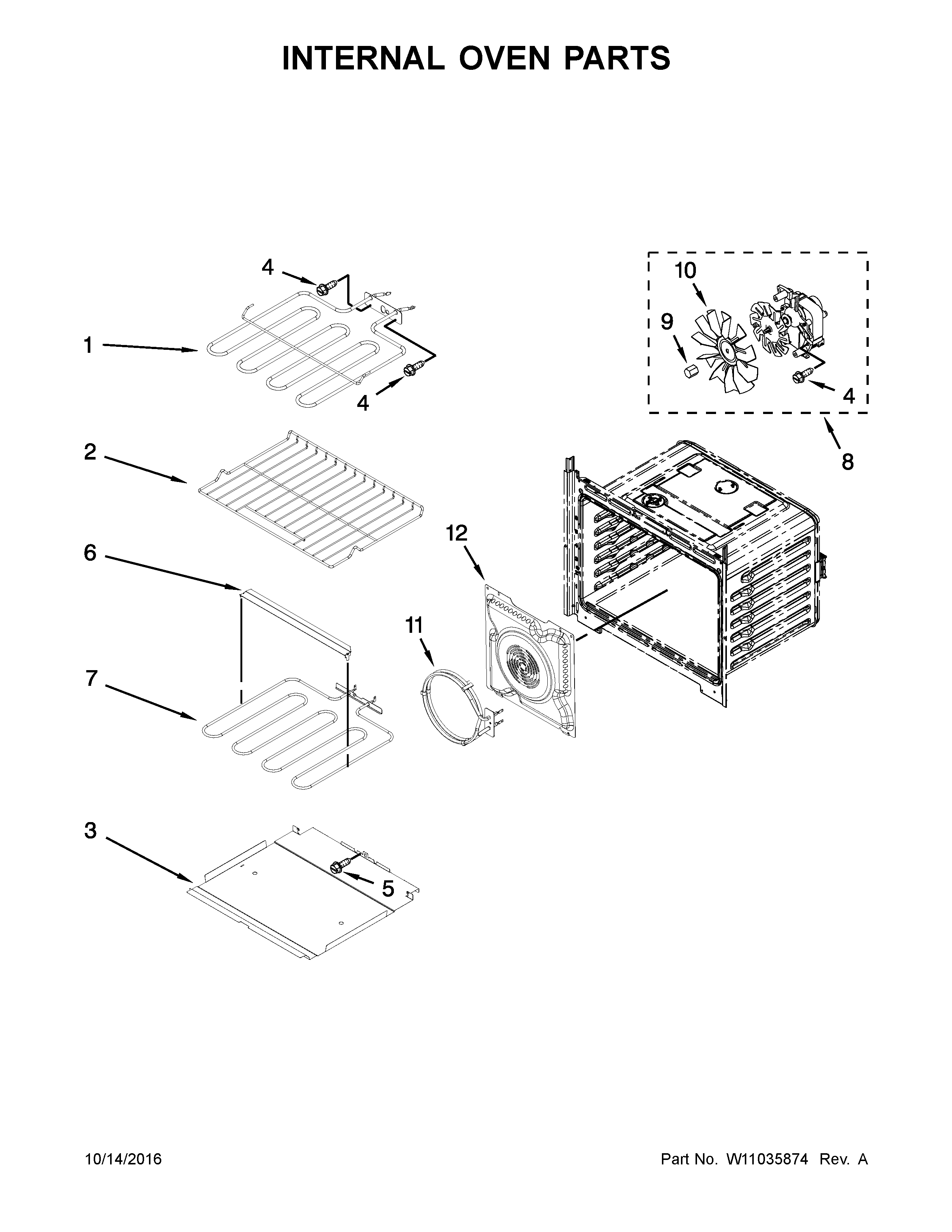 Whirlpool WOD93EC7AB05 internal oven parts diagram