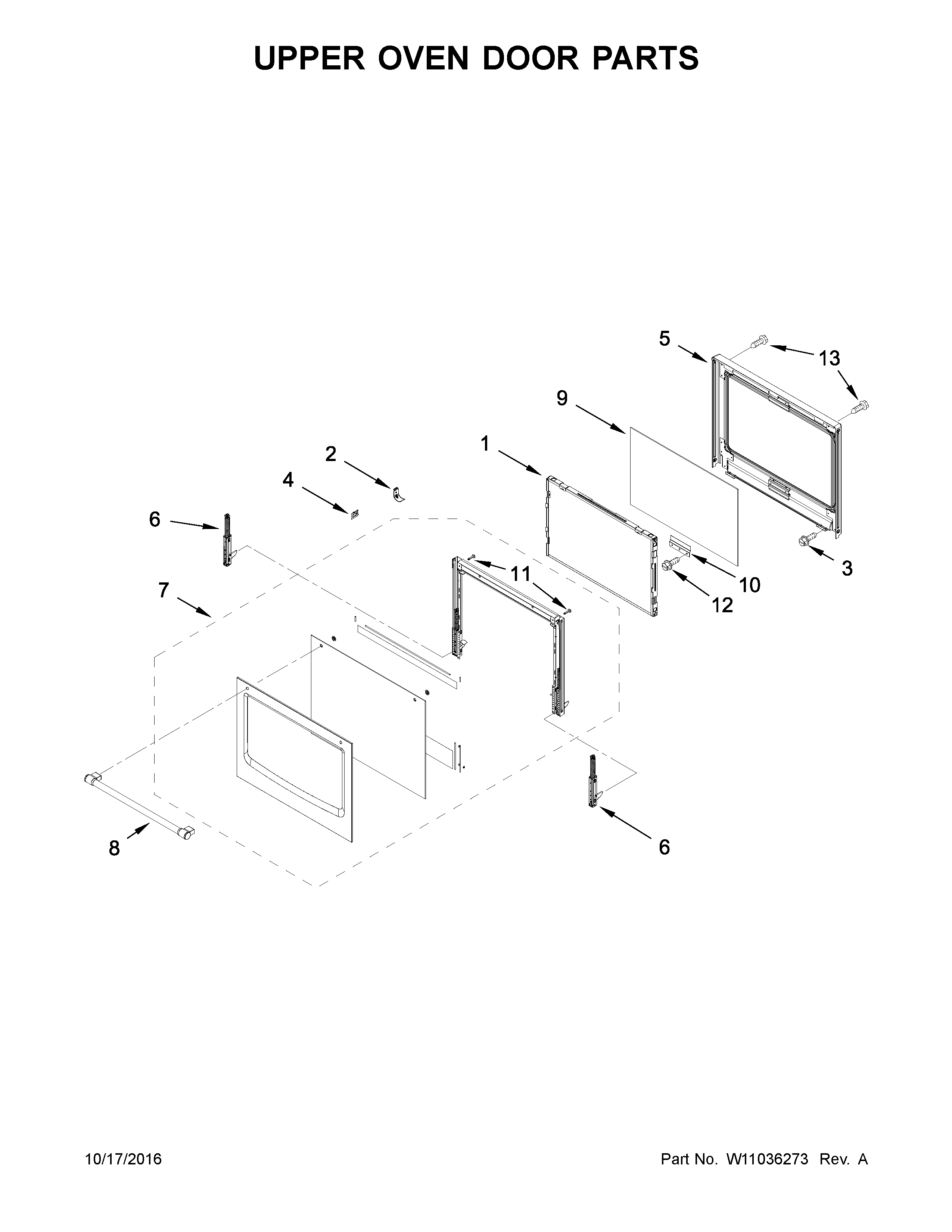 Maytag MEW9627FZ02 upper oven door parts diagram