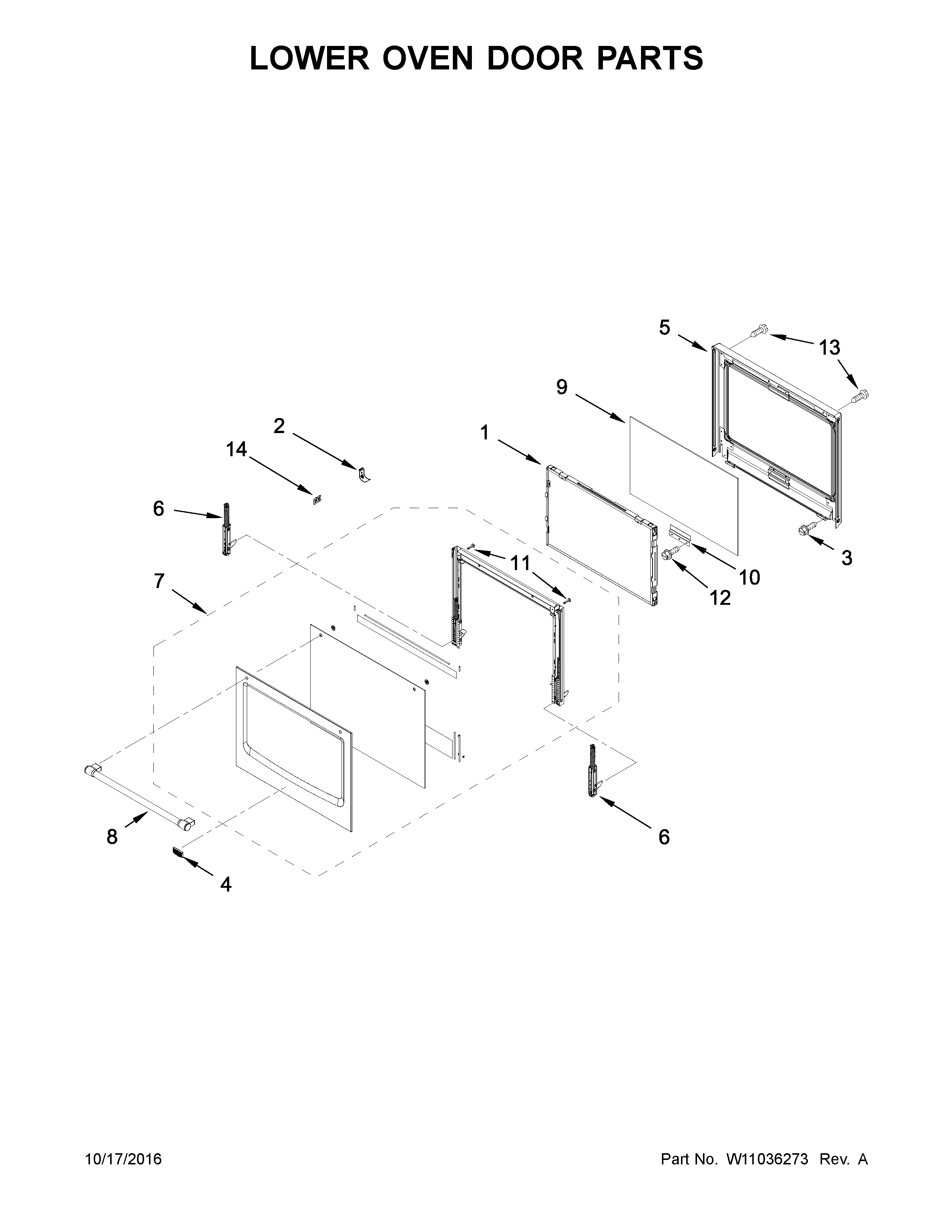Maytag MEW9627FZ02 lower oven door parts diagram