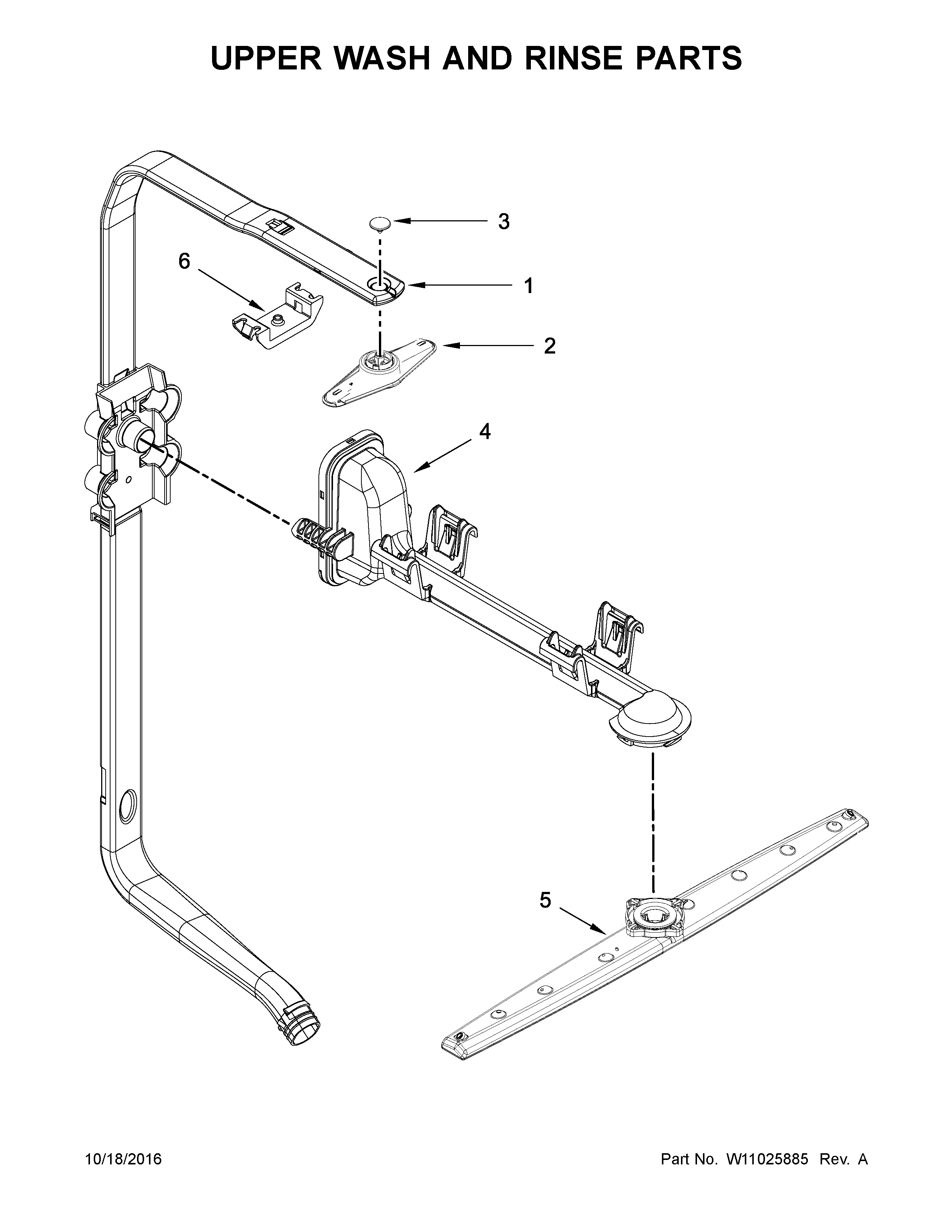 Amana ADB1700ADB3 upper wash and rinse parts diagram