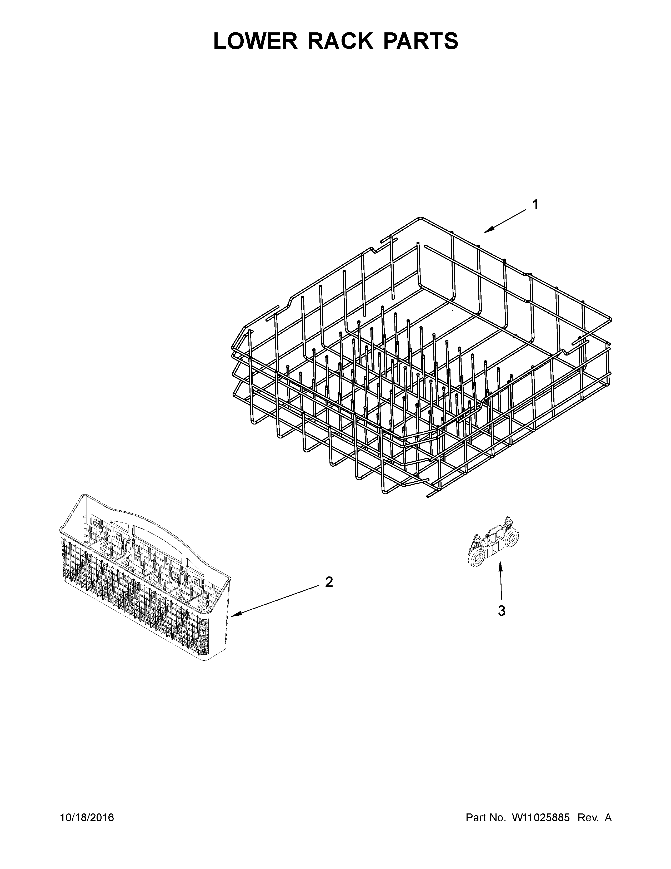 Amana ADB1700ADB3 lower rack parts diagram