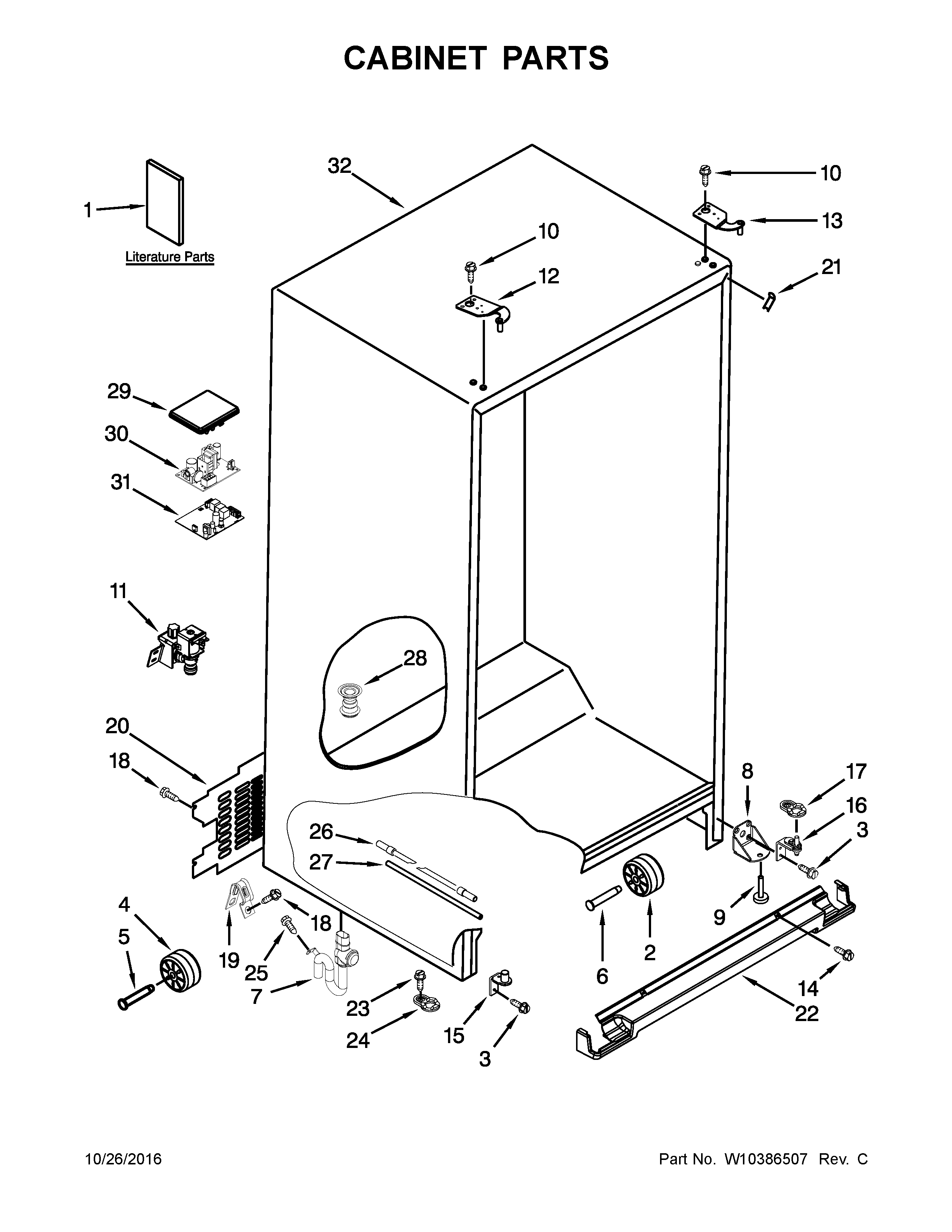 KitchenAid KSF26C7XYY00 cabinet parts diagram