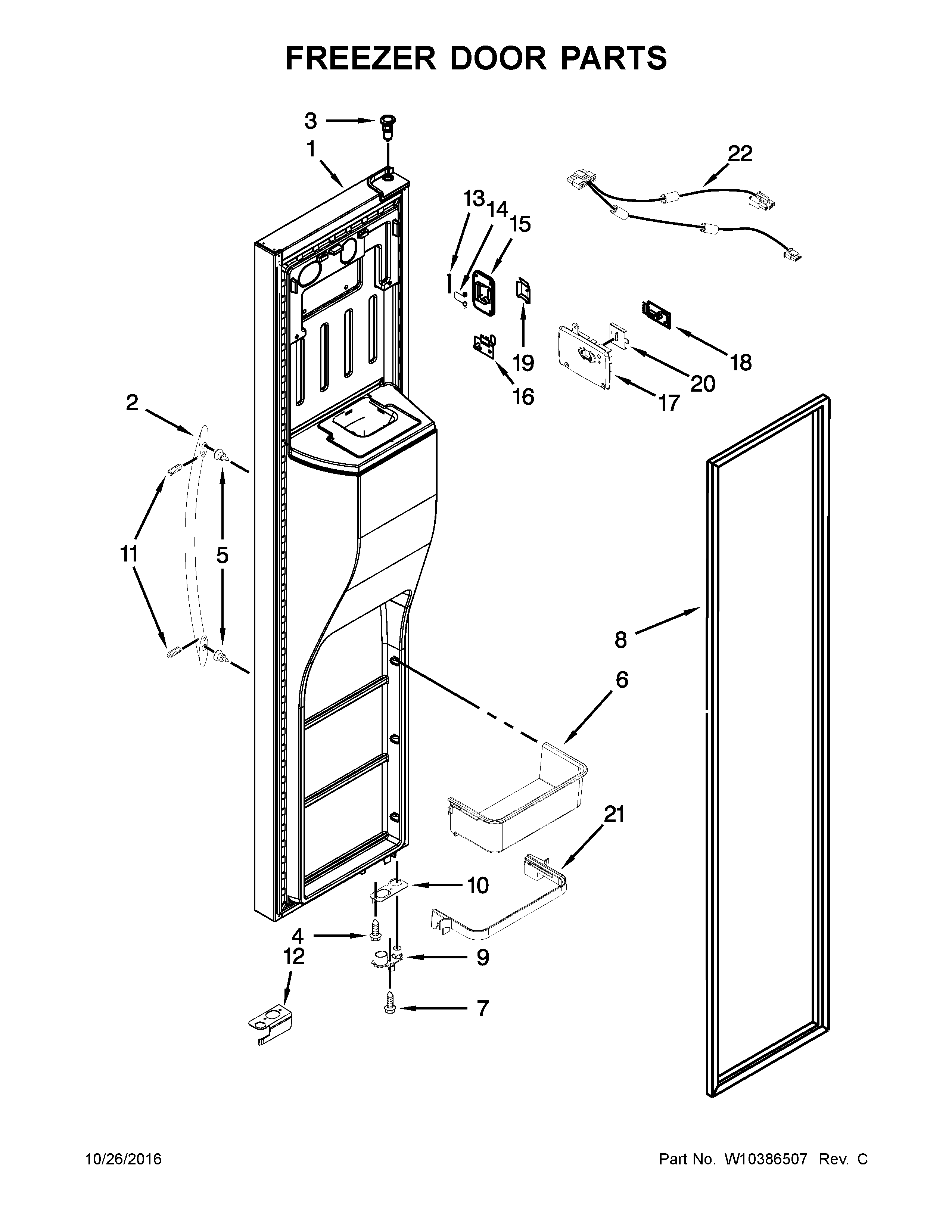 KitchenAid KSF26C7XYY00 freezer door parts diagram
