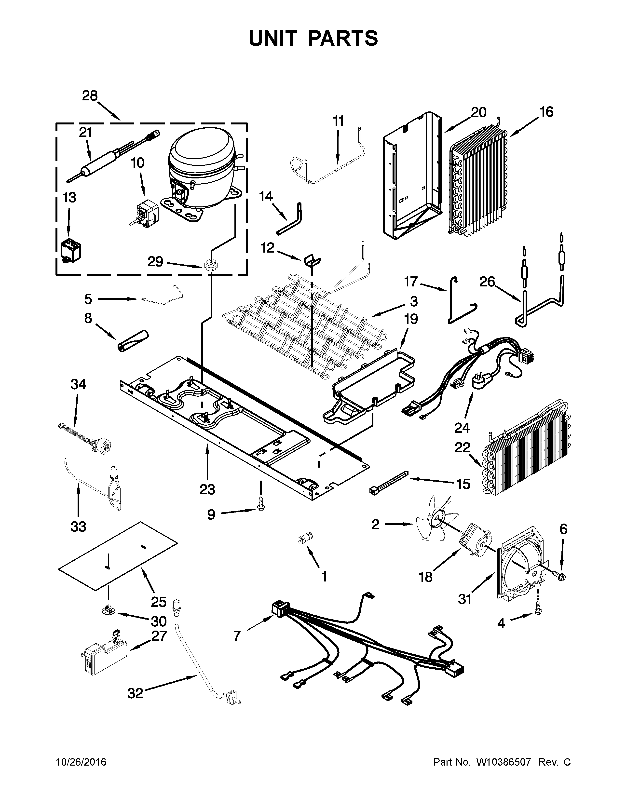 KitchenAid KSF26C7XYY00 unit parts diagram
