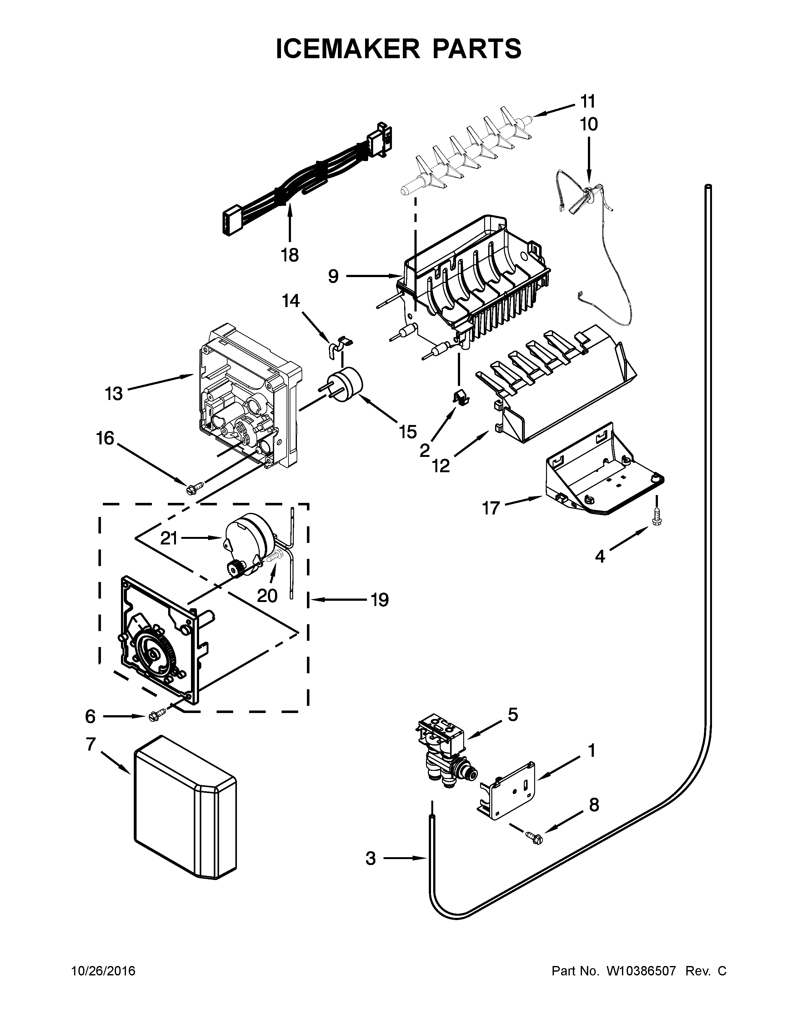 KitchenAid KSF26C7XYY00 icemaker parts diagram
