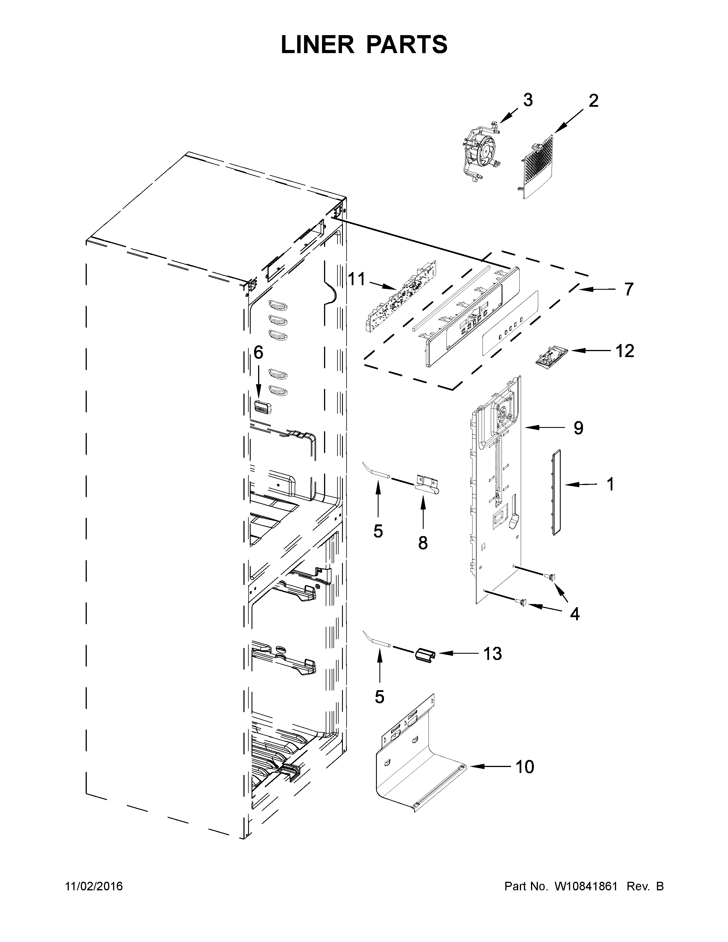 Whirlpool URB551WNEM0 liner parts diagram