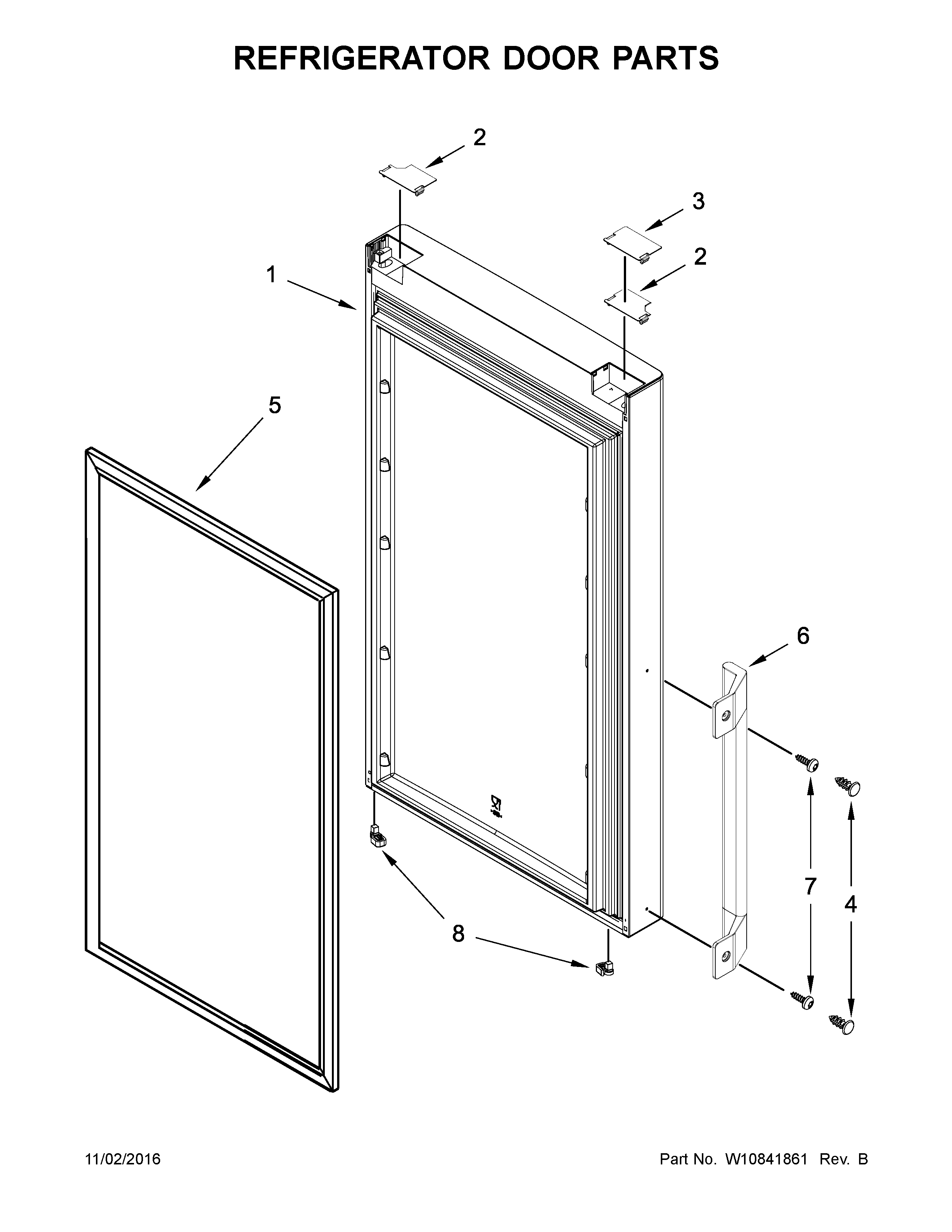 Whirlpool URB551WNEM0 refrigerator door parts diagram