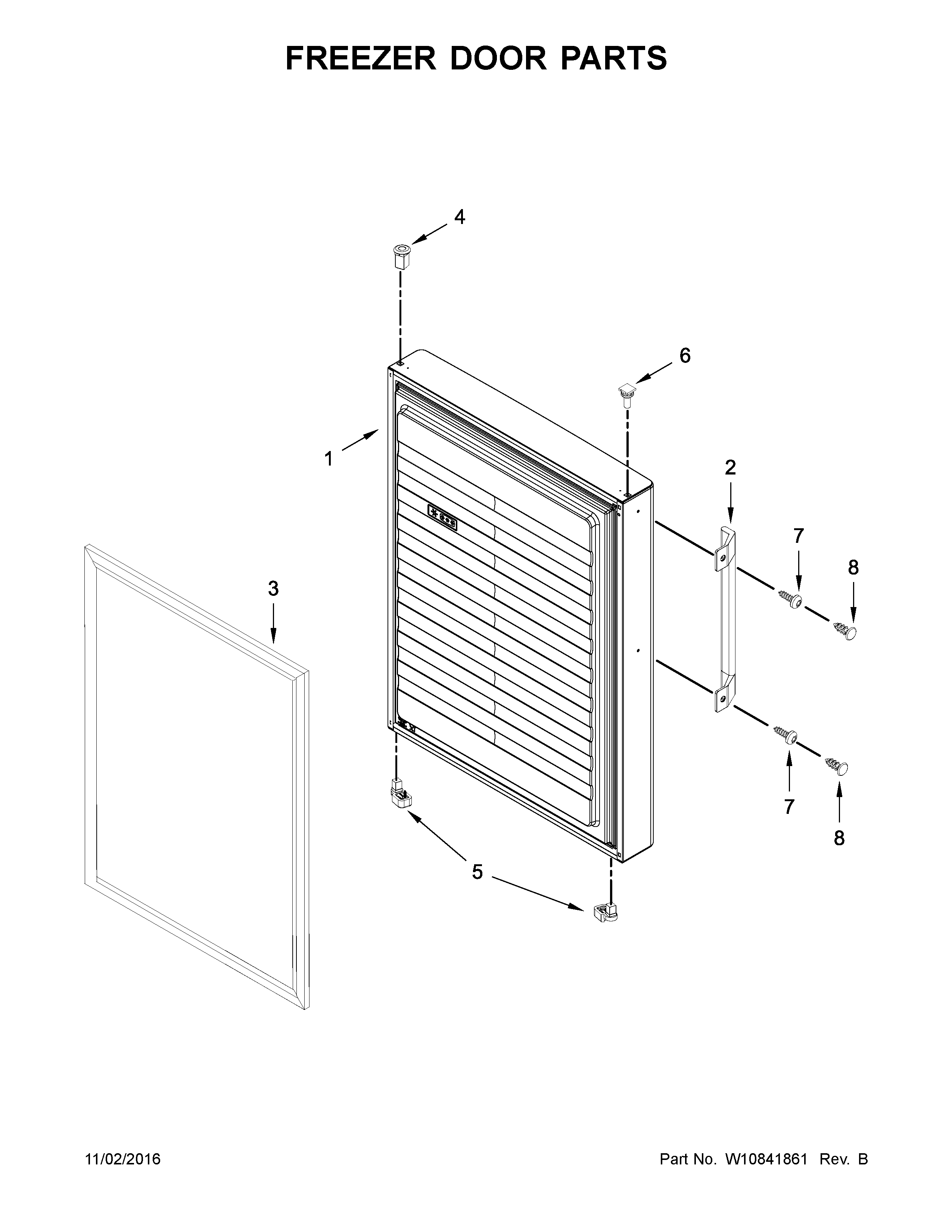 Whirlpool URB551WNEM0 freezer door parts diagram
