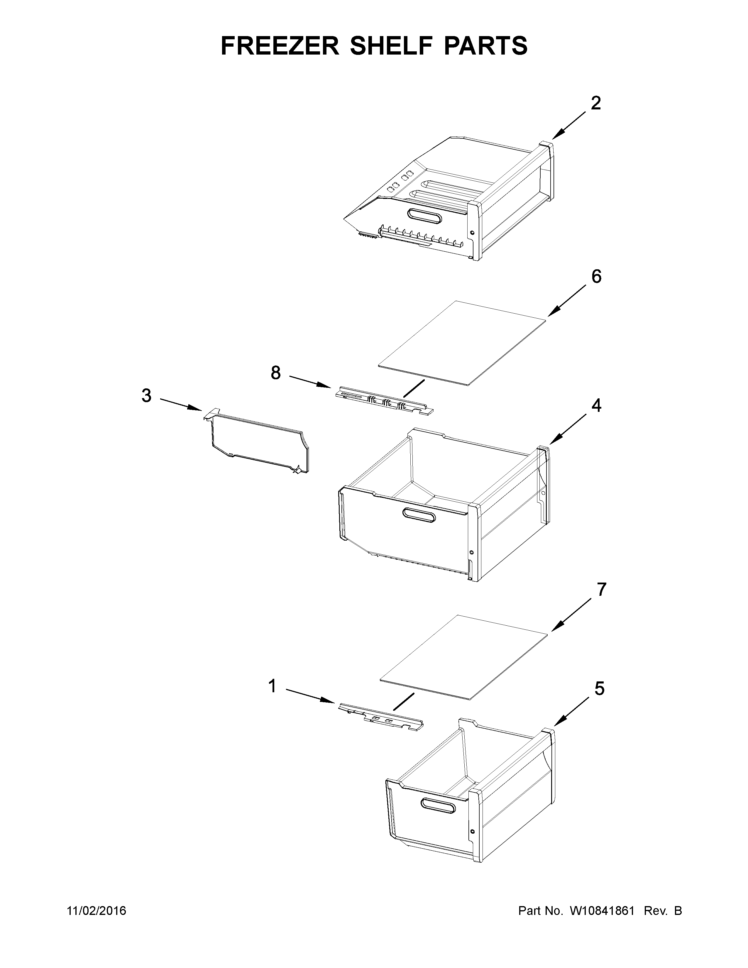 Whirlpool URB551WNEM0 freezer shelf parts diagram