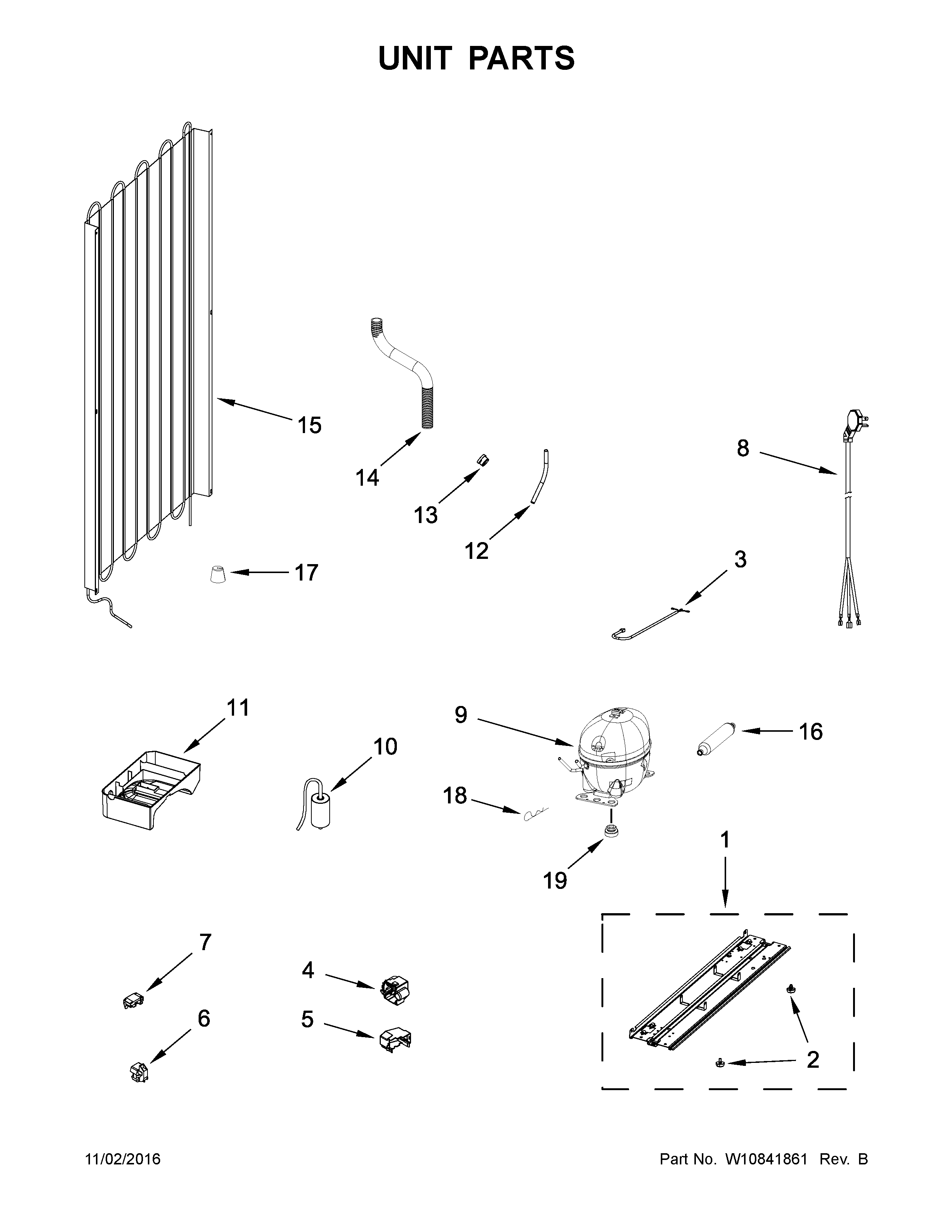 Whirlpool URB551WNEM0 unit parts diagram