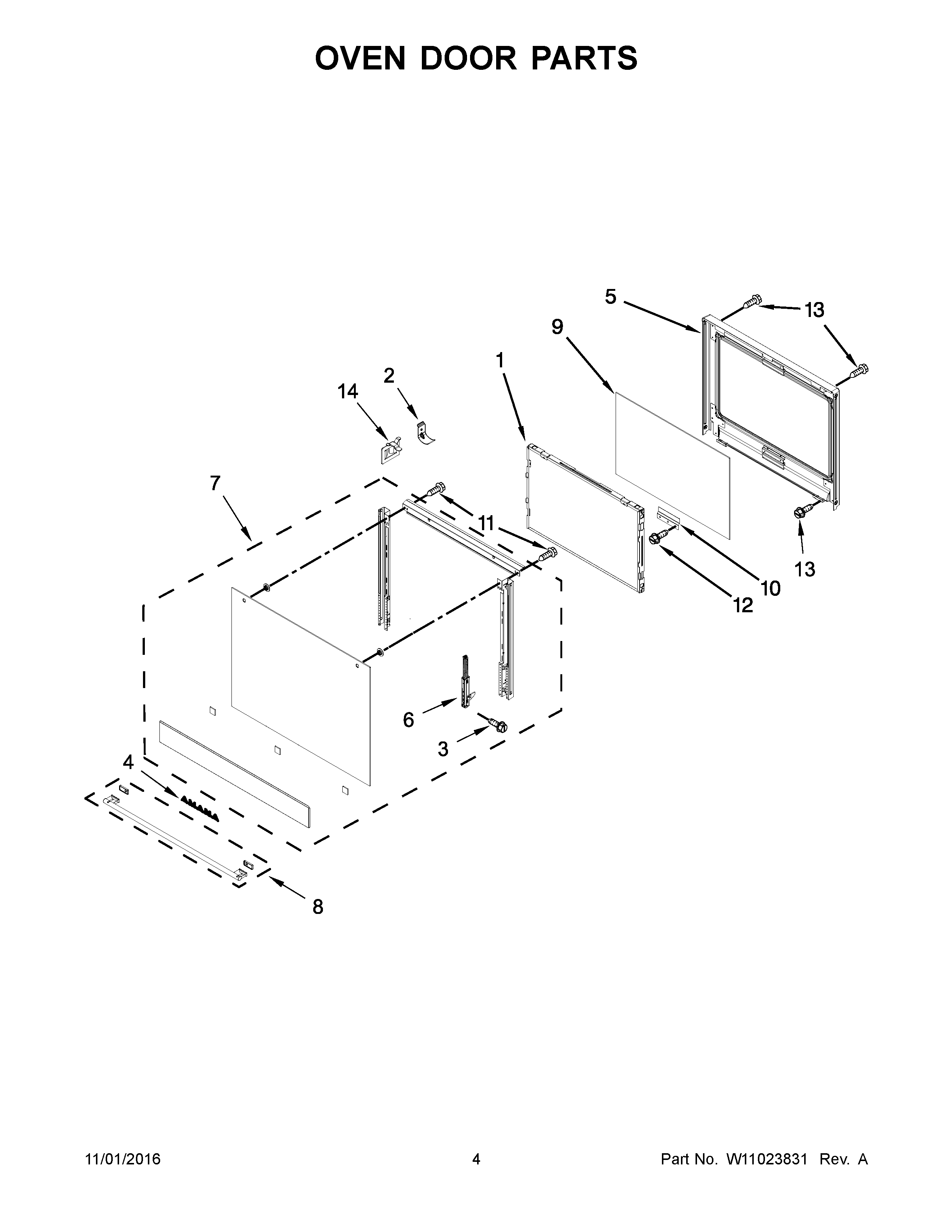 Amana AWO6313SFS01 oven door parts diagram
