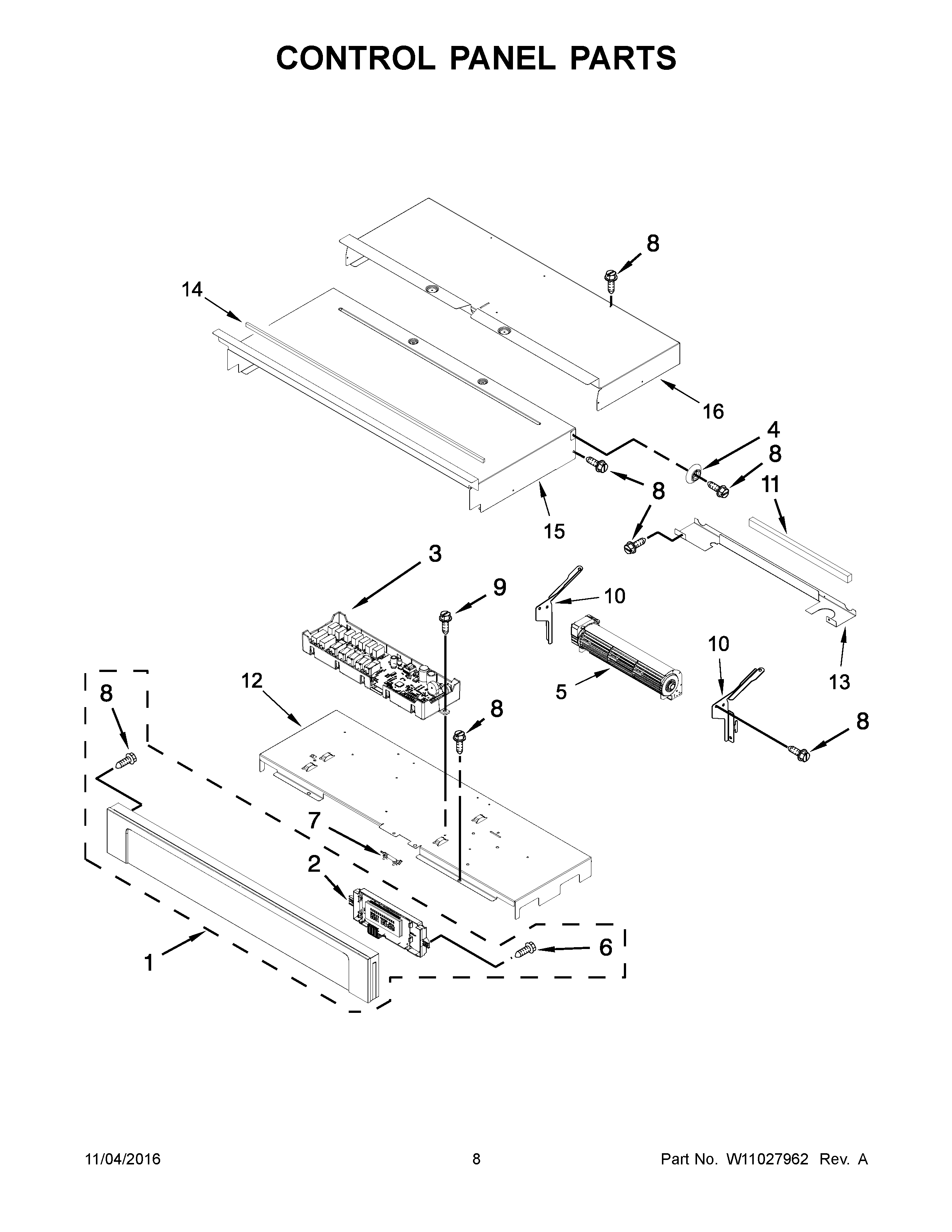 Amana AWO6317SFW01 control panel parts diagram