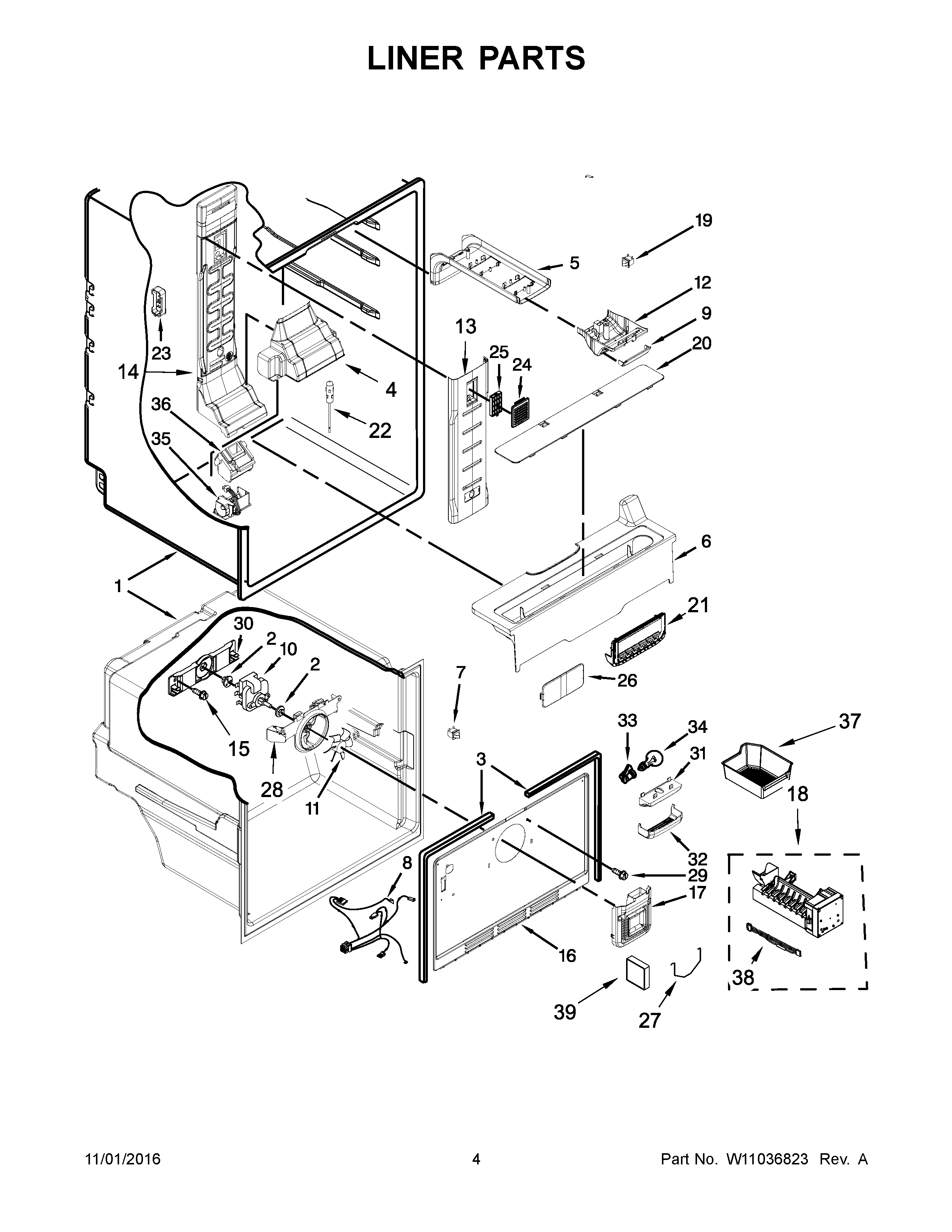 Maytag MFF2055FRW00 liner parts diagram