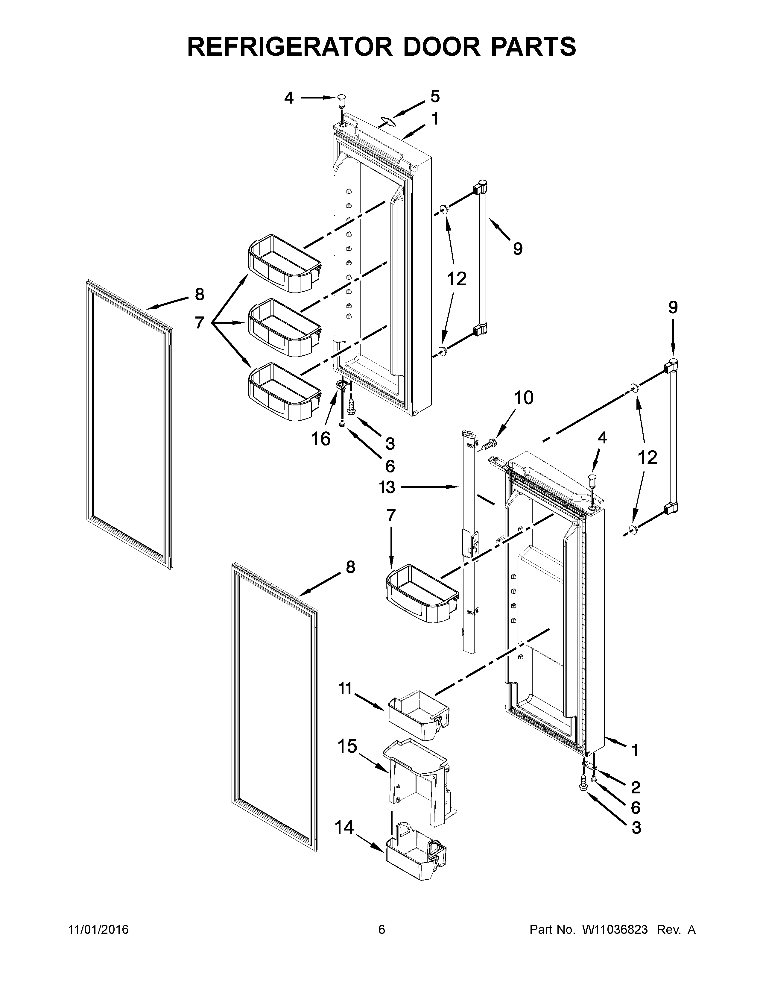Maytag MFF2055FRW00 refrigerator door parts diagram