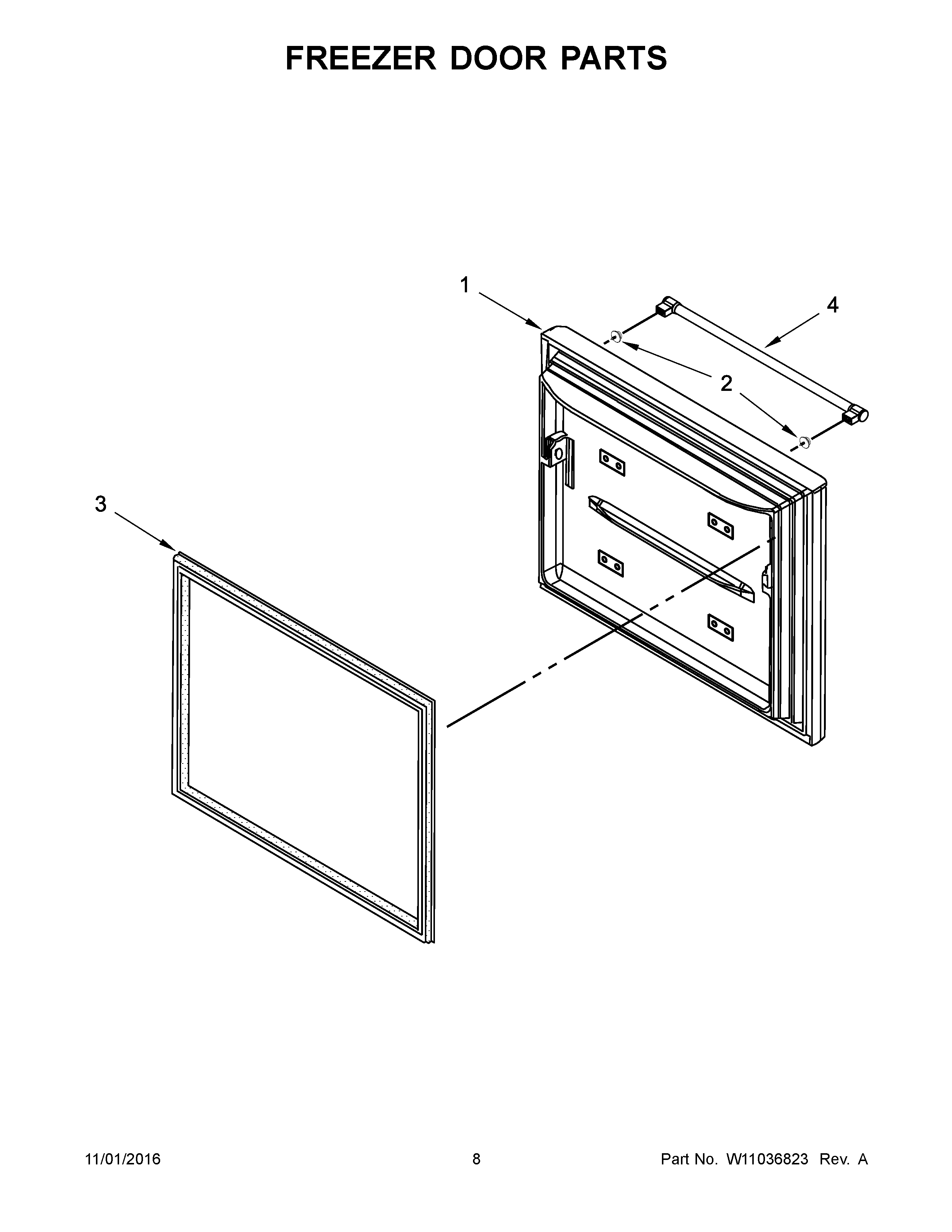 Maytag MFF2055FRW00 freezer door parts diagram