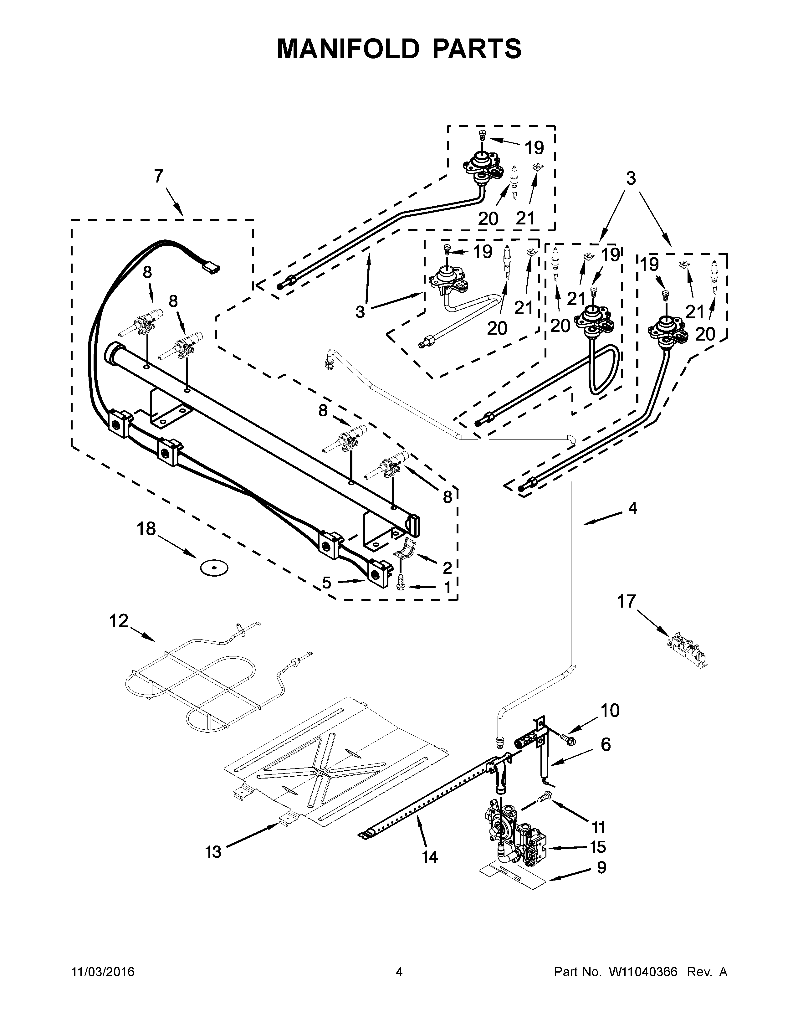 Amana AGS6603SFS0 manifold parts diagram