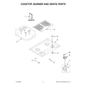 Amana AGC6540KFS00 cooktop, burner and grate parts diagram