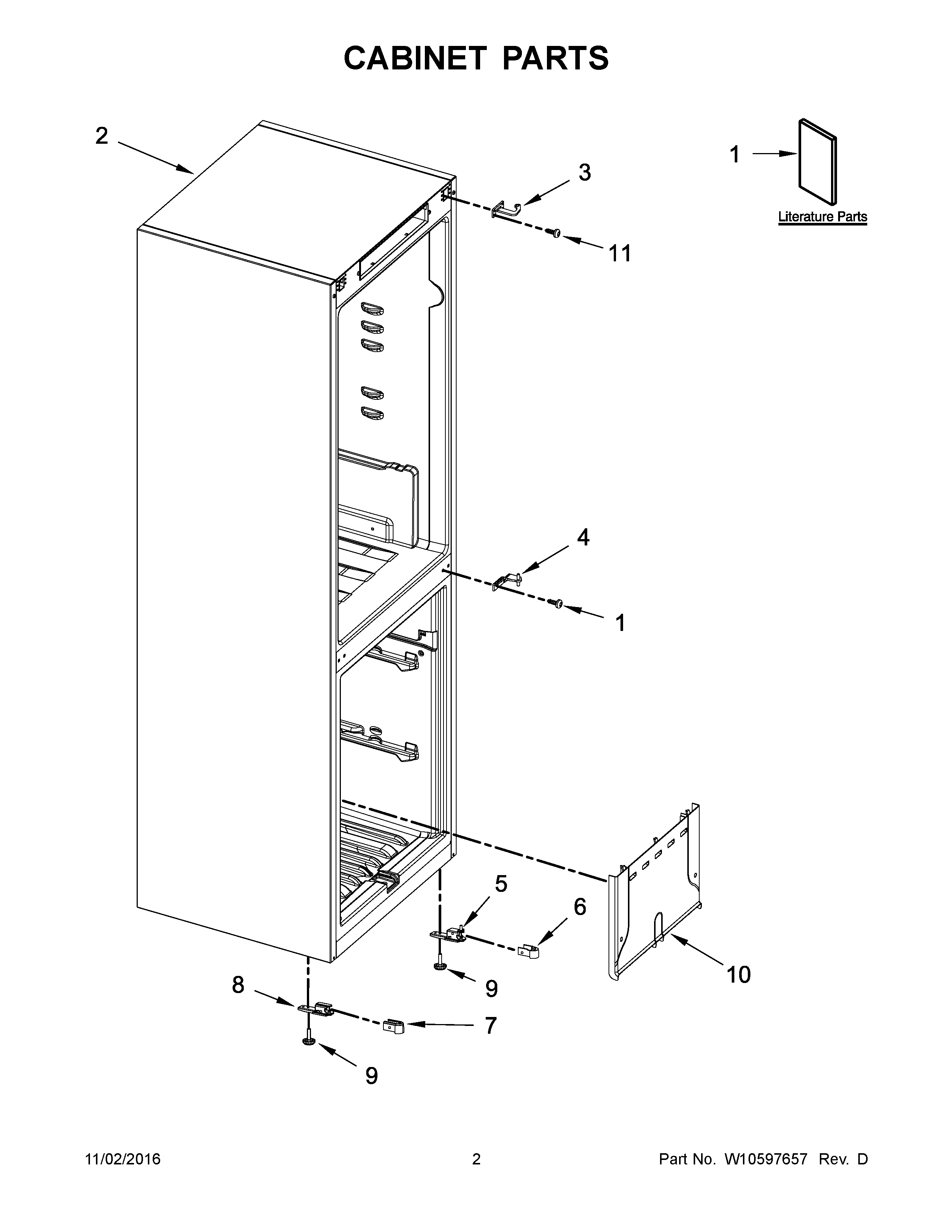 KitchenAid KBWG11NCSS00 cabinet parts diagram