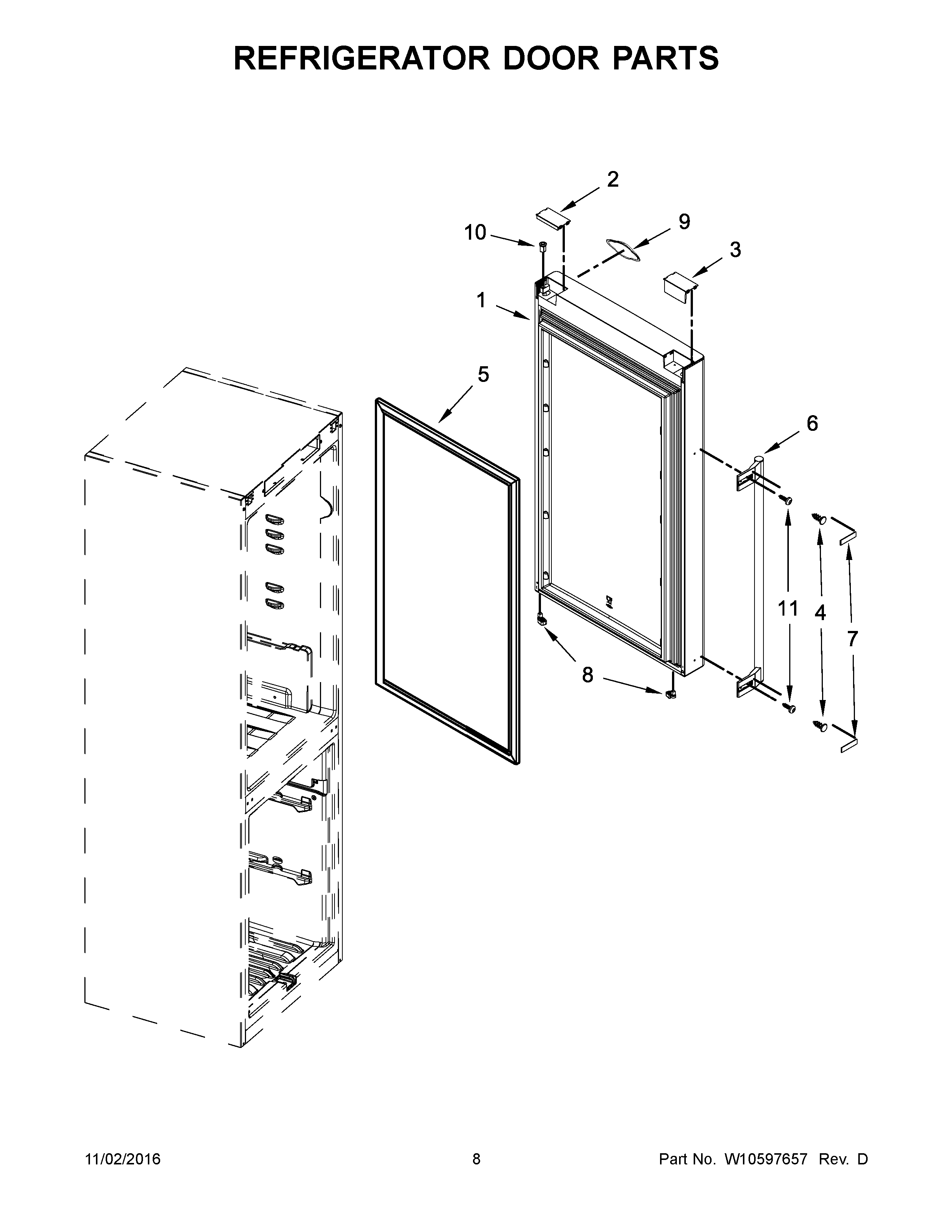 KitchenAid KBWG11NCSS00 refrigerator door parts diagram