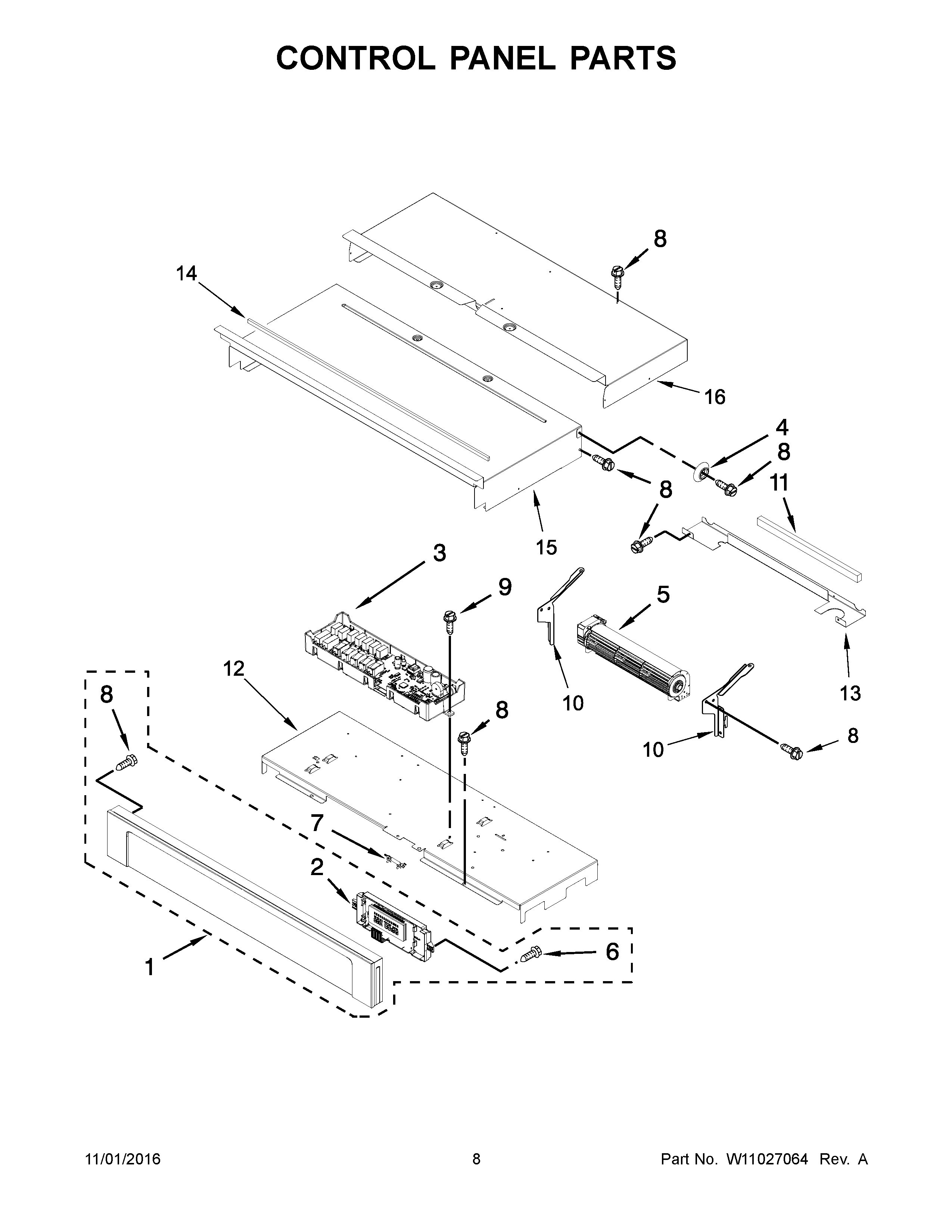 Whirlpool WOS51EC0AS04 control panel parts diagram