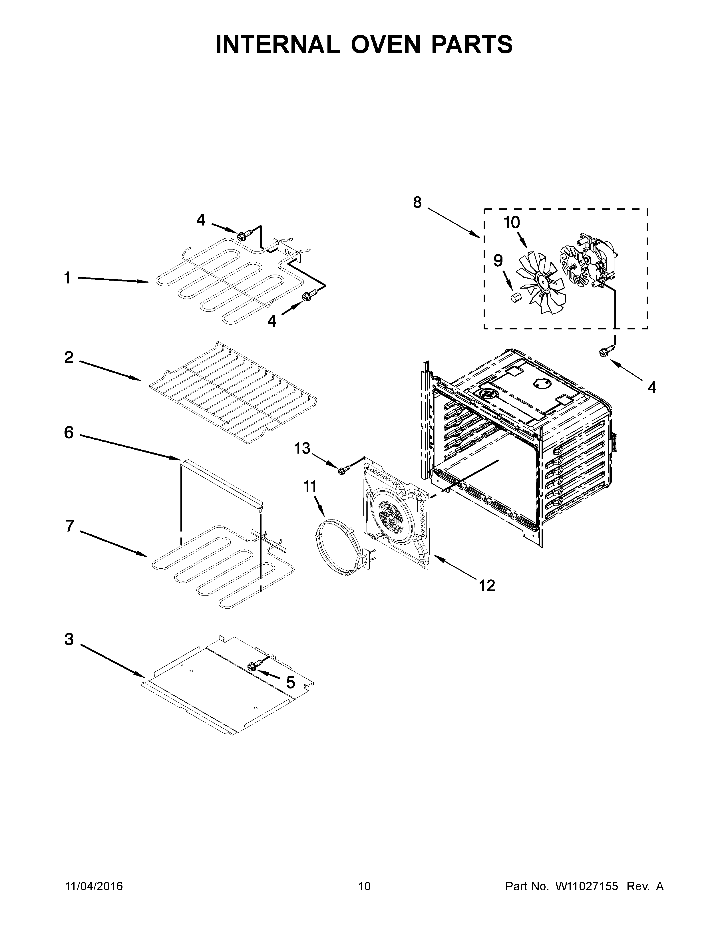 Whirlpool WOD93EC0AB05 internal oven parts diagram