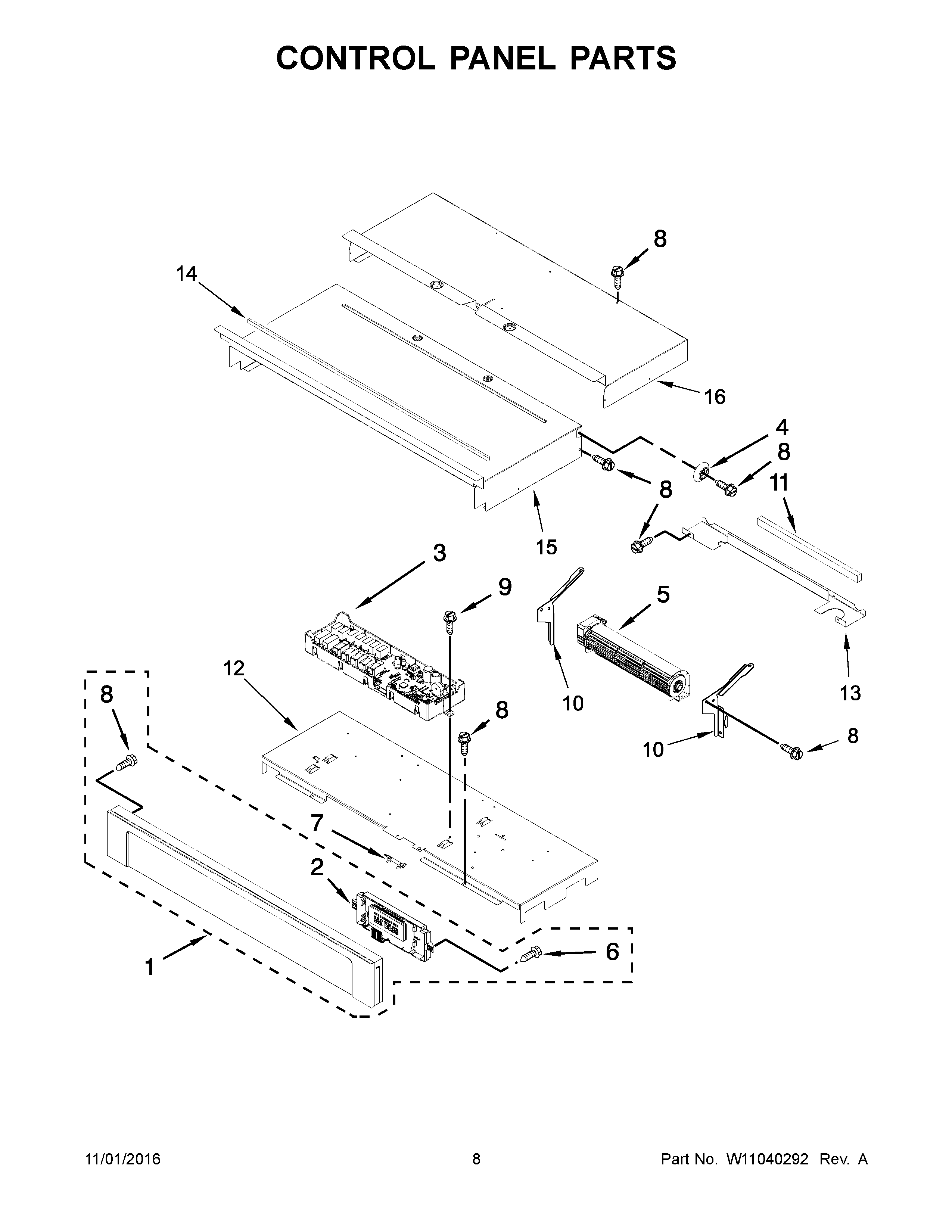 Whirlpool WOS51EC7AW04 control panel parts diagram